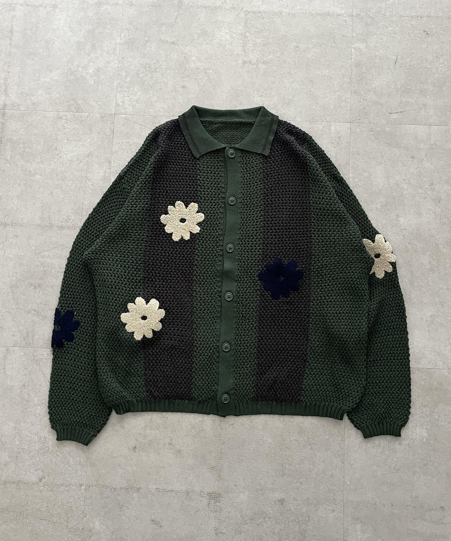 花朵圖案拉鍊開衫