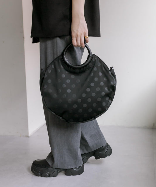 "旅行也推薦!/2way/帶肩帶/復刻/復刻/圓點圖案" 圓形手提袋S號