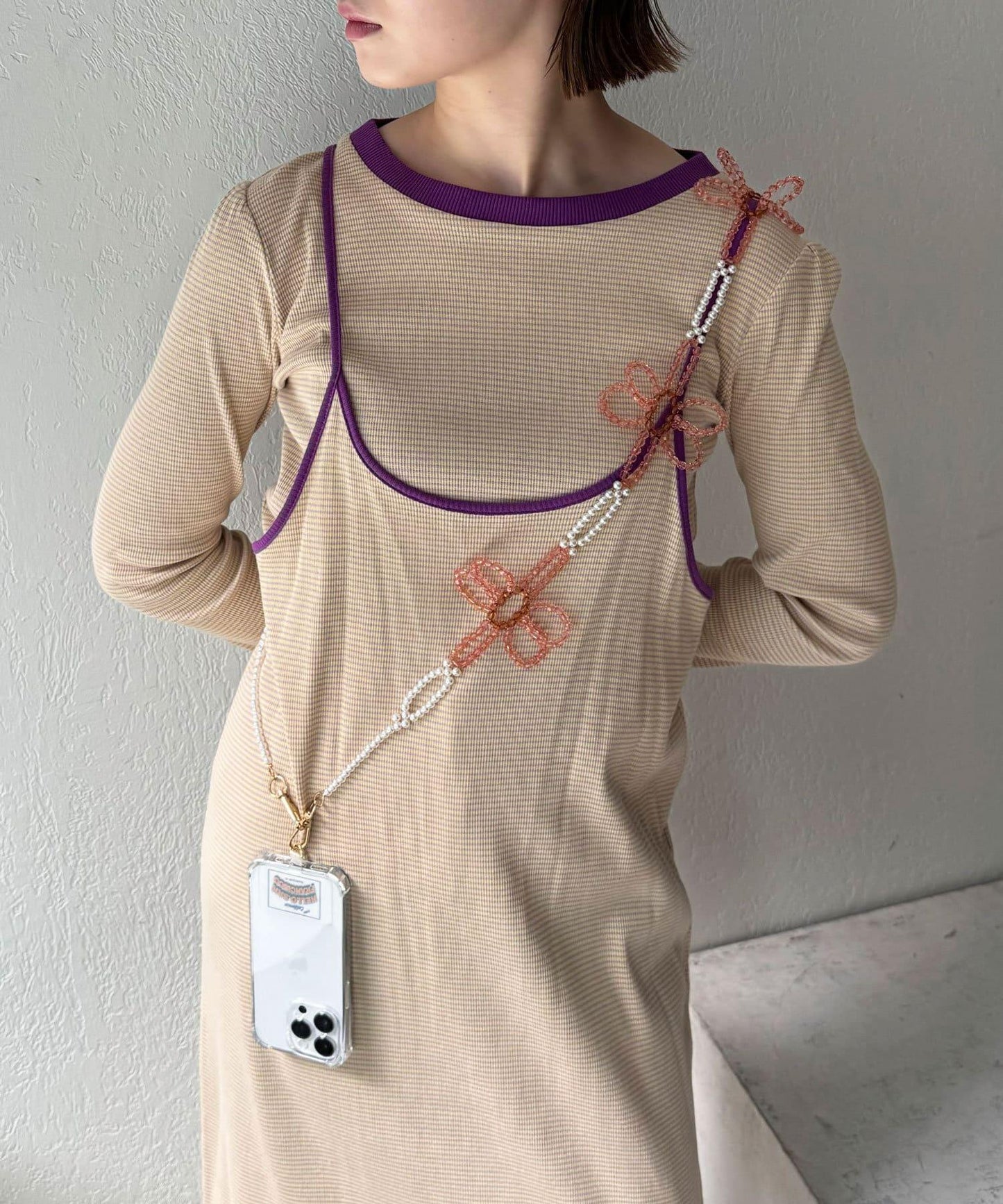 【2024AW】【HELLO.SANFRANCISCO/你好,舊金山】大花珠手機斜挎包