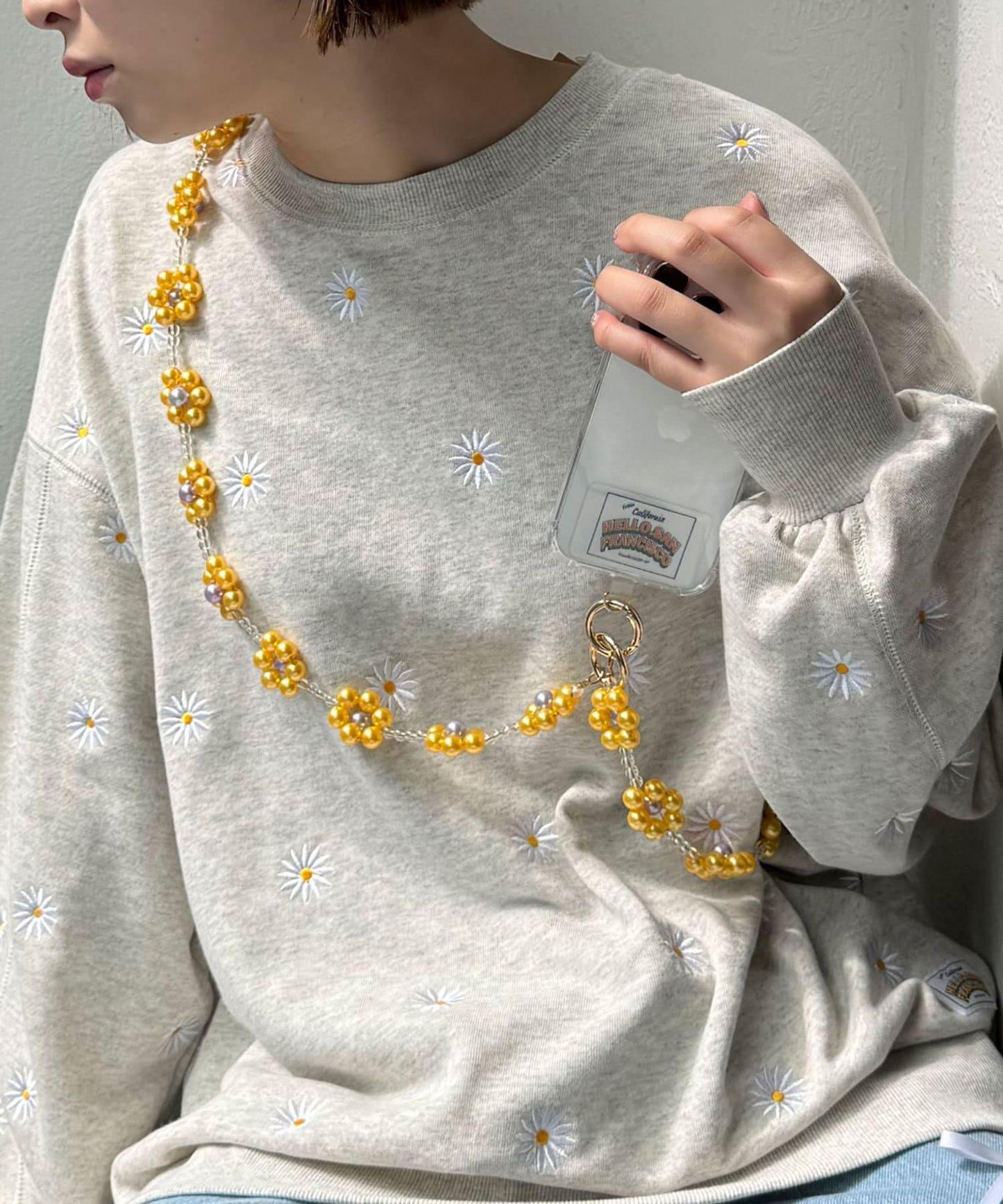 【2024AW】【HELLO.SANFRANCISCO/你好,舊金山】花朵珠寶手機斜挎包