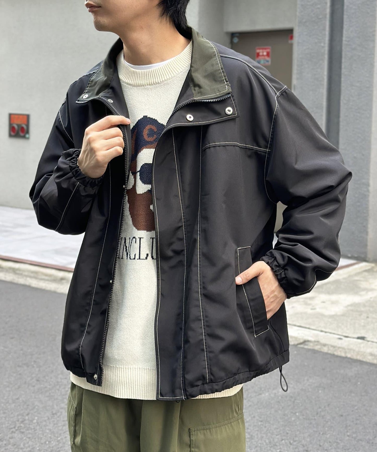 立領針織夾克