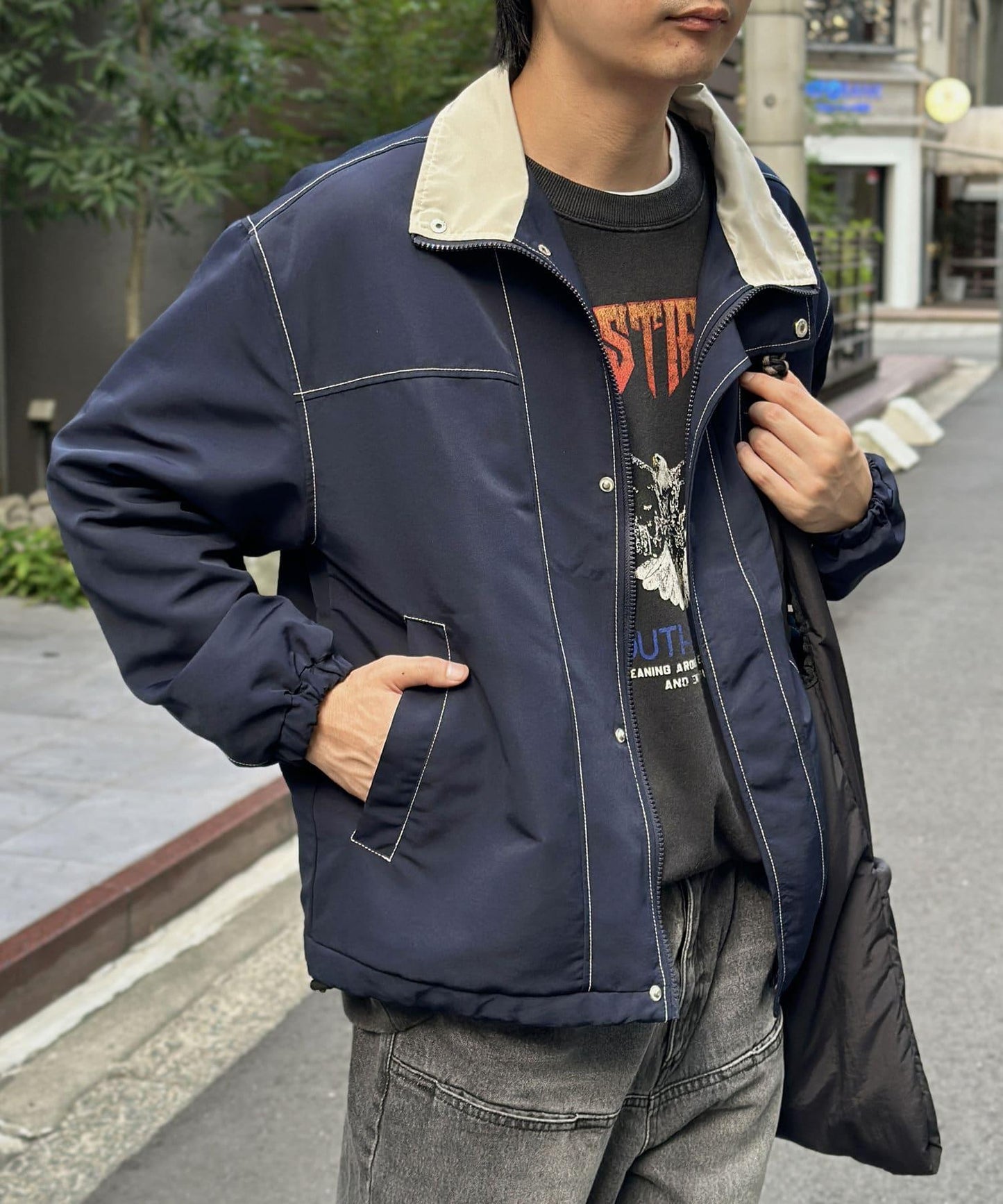 立領針織夾克