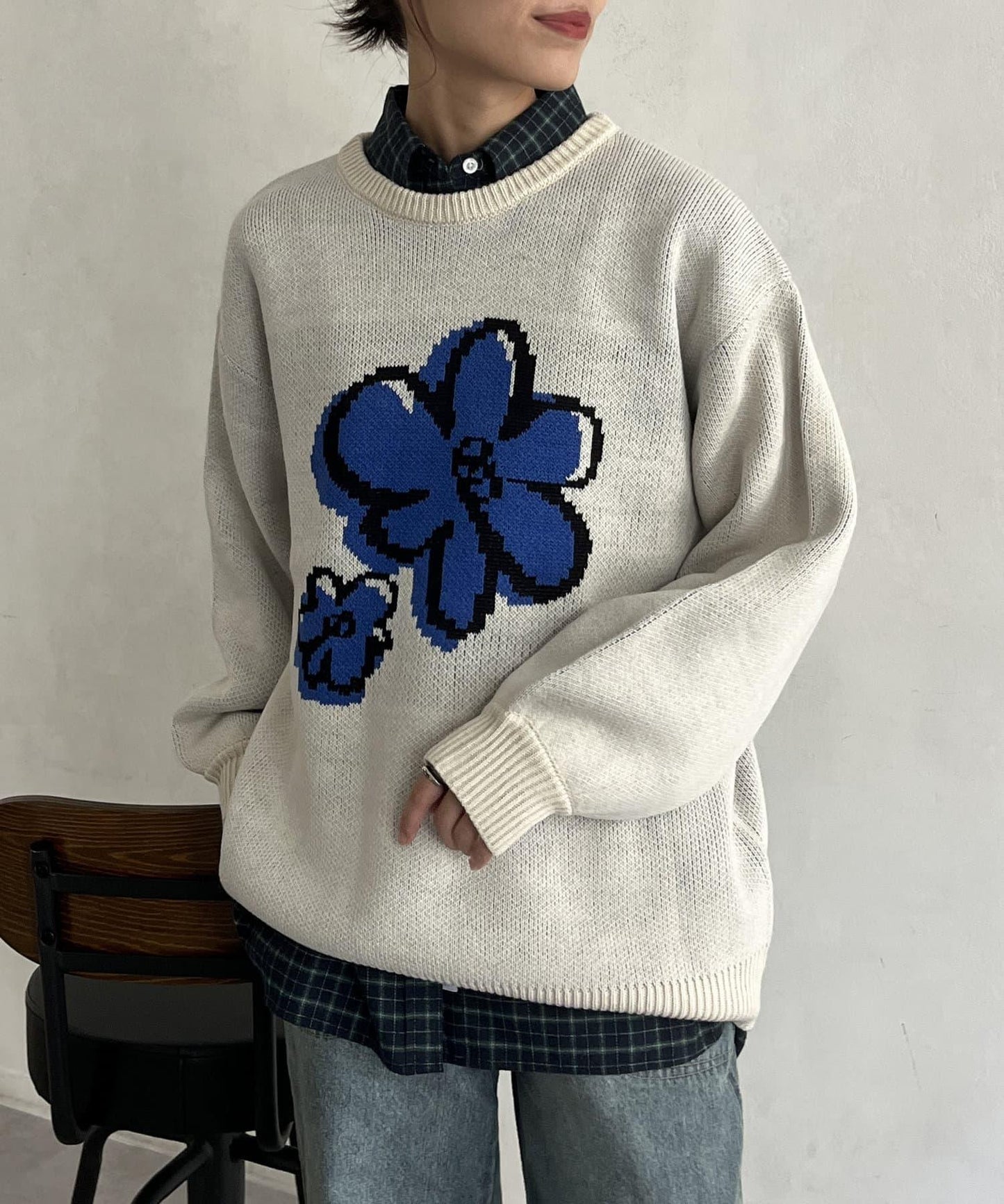 混色提花針織衫