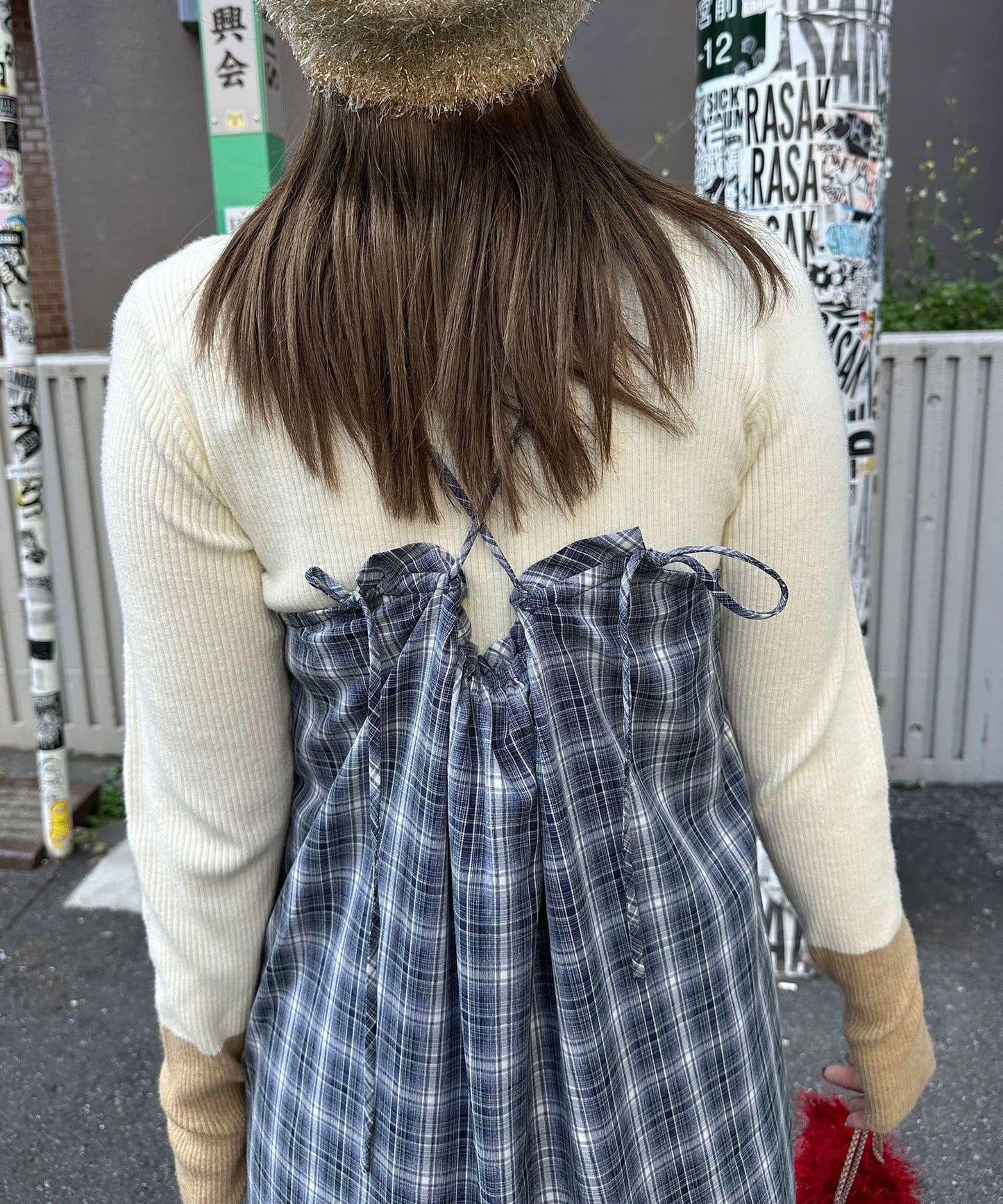 【2024AW】格紋荷葉邊吊帶 ONE PIECE