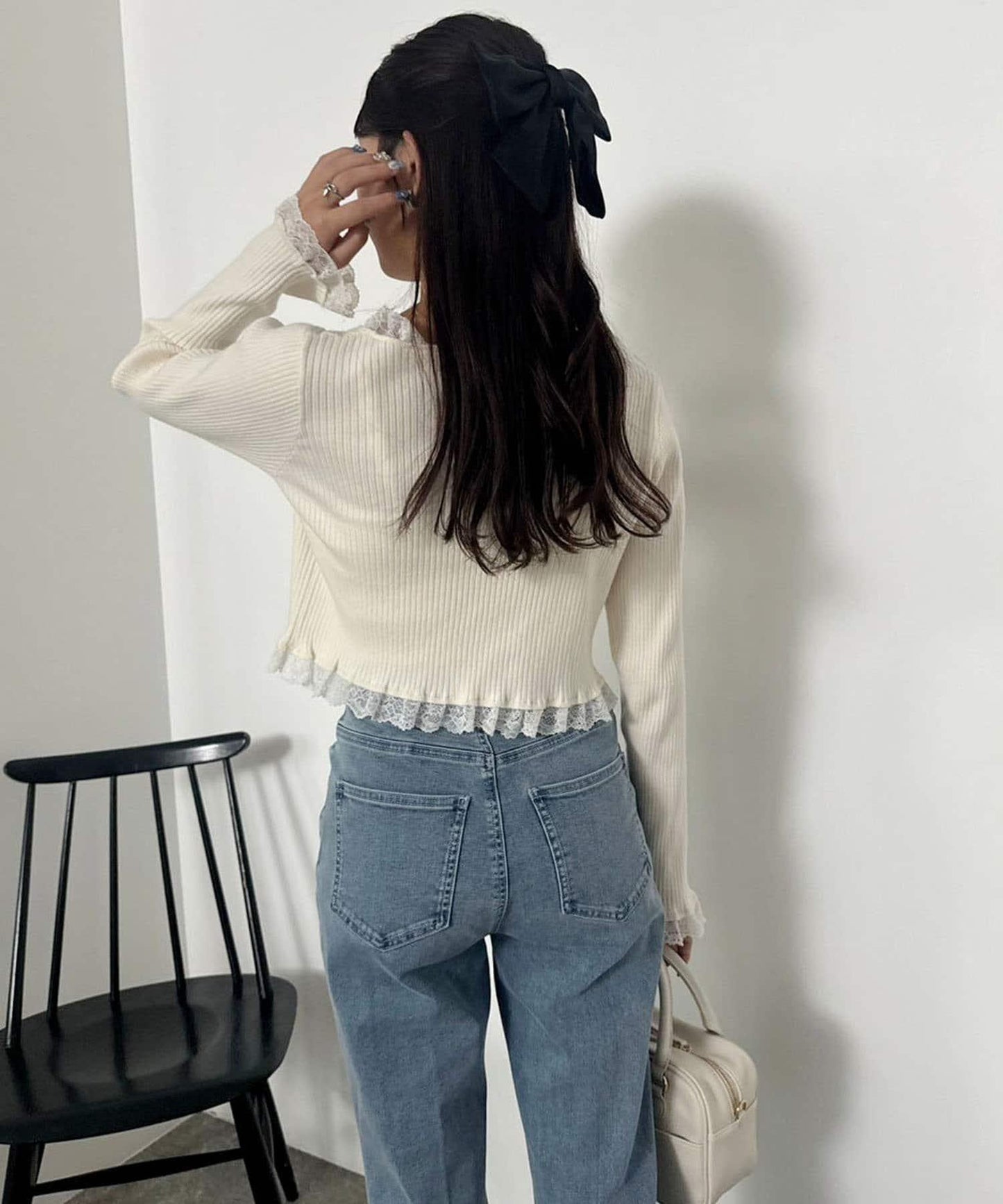 【S・M尺碼展開】下襬蕾絲牛仔褲