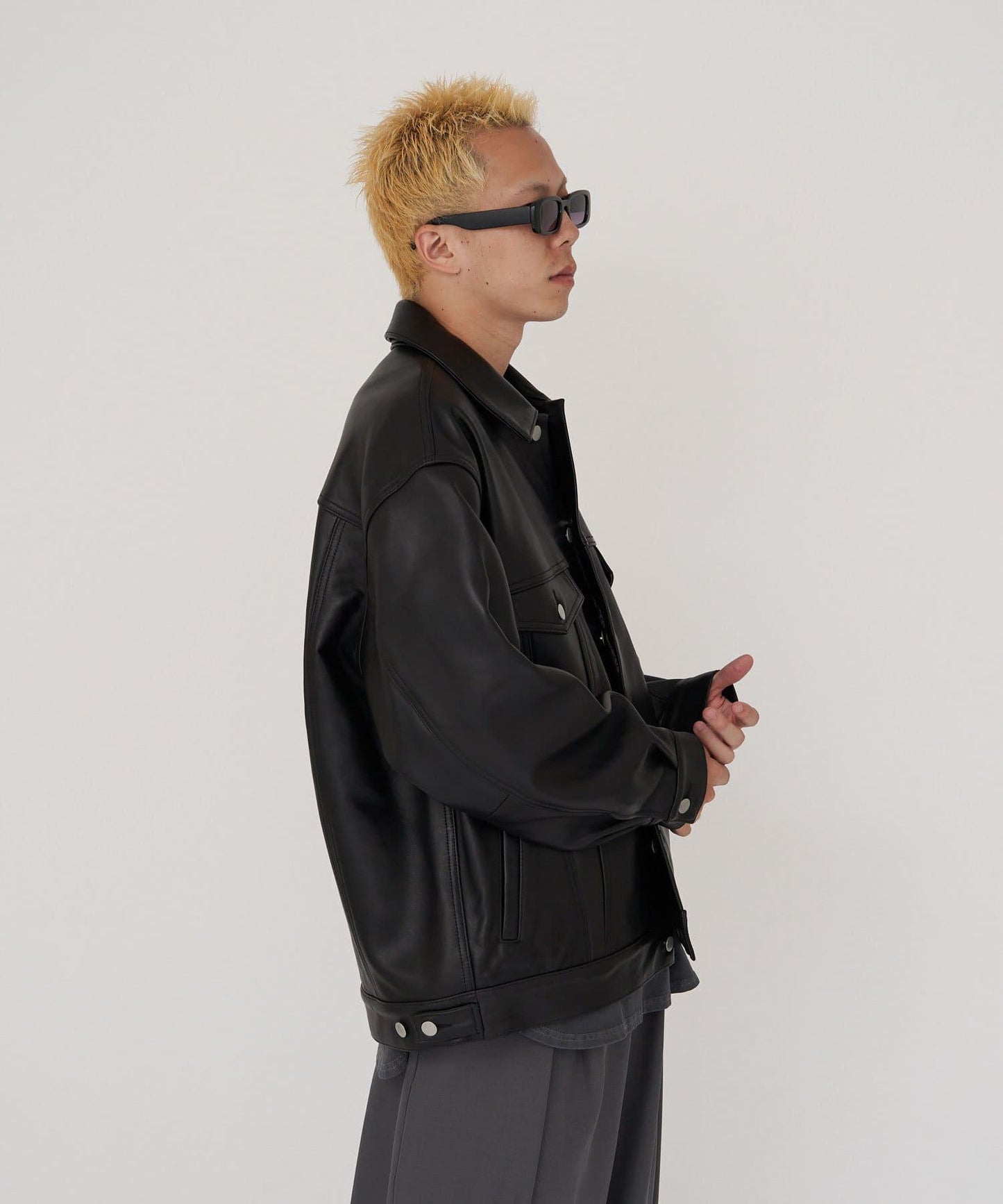 【數量限定】【RAXA】皮革牛仔夾克