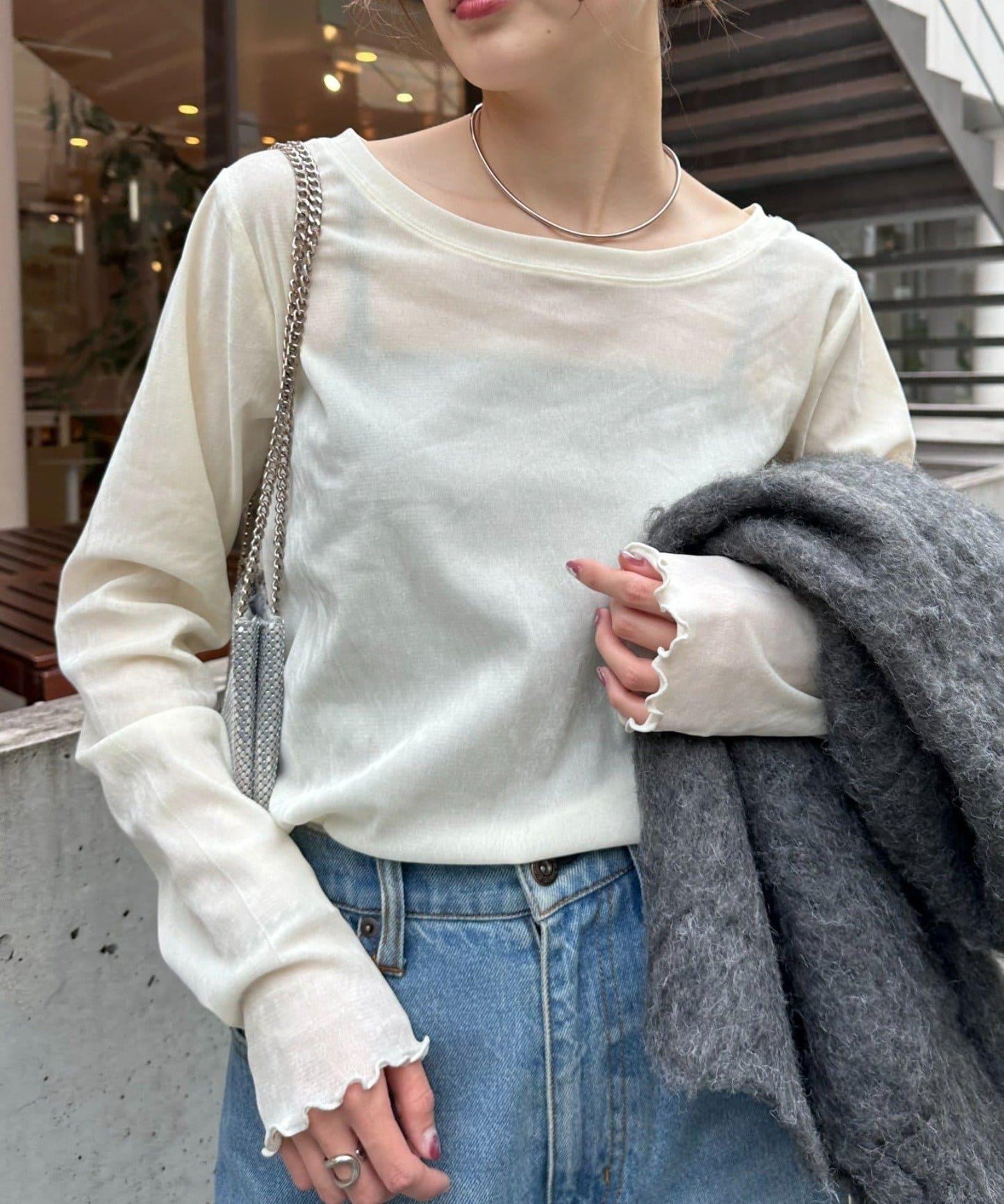 【人氣單品再次加販決定!!】透明絨面細肩露臍上衣