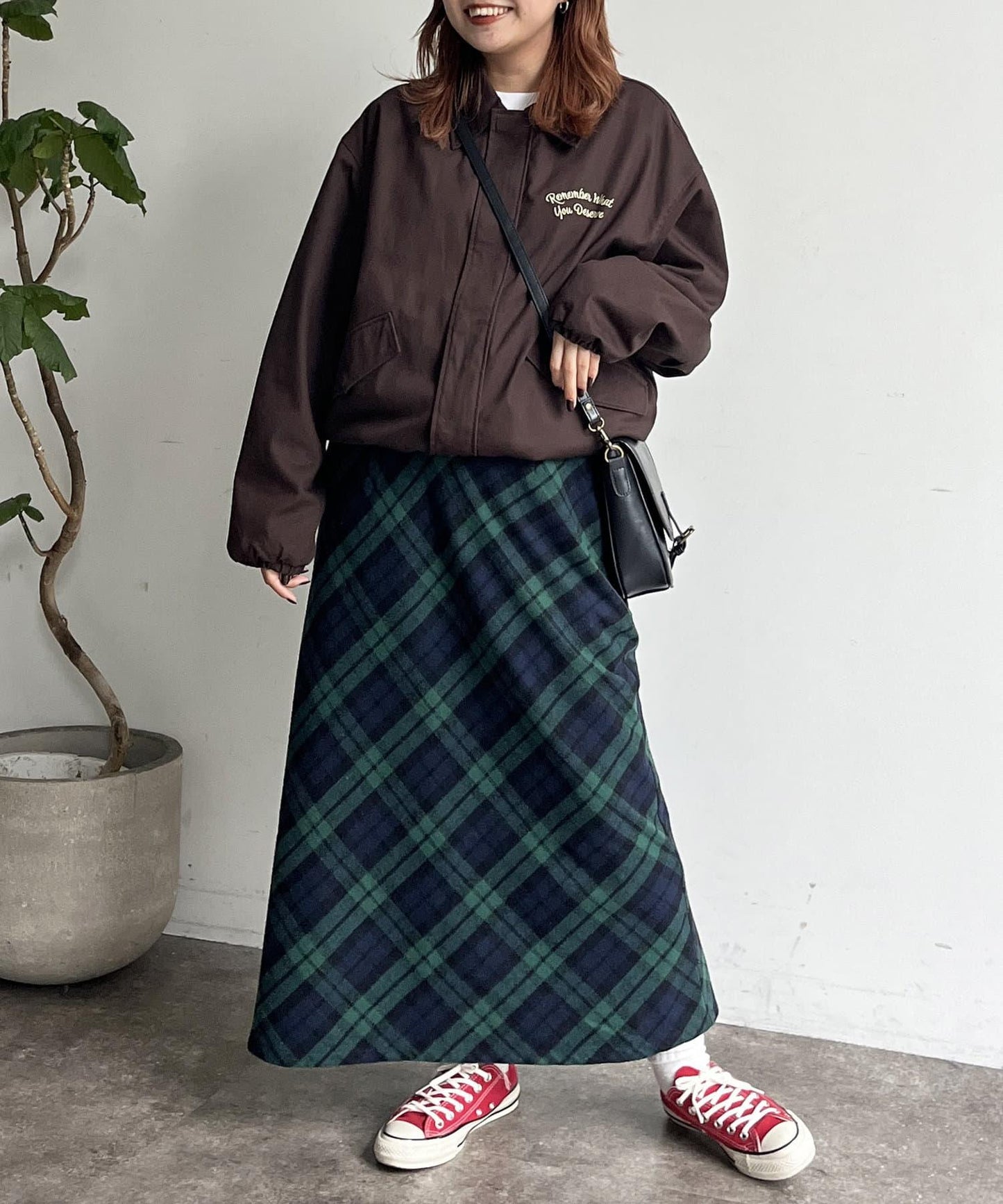 格紋長裙
