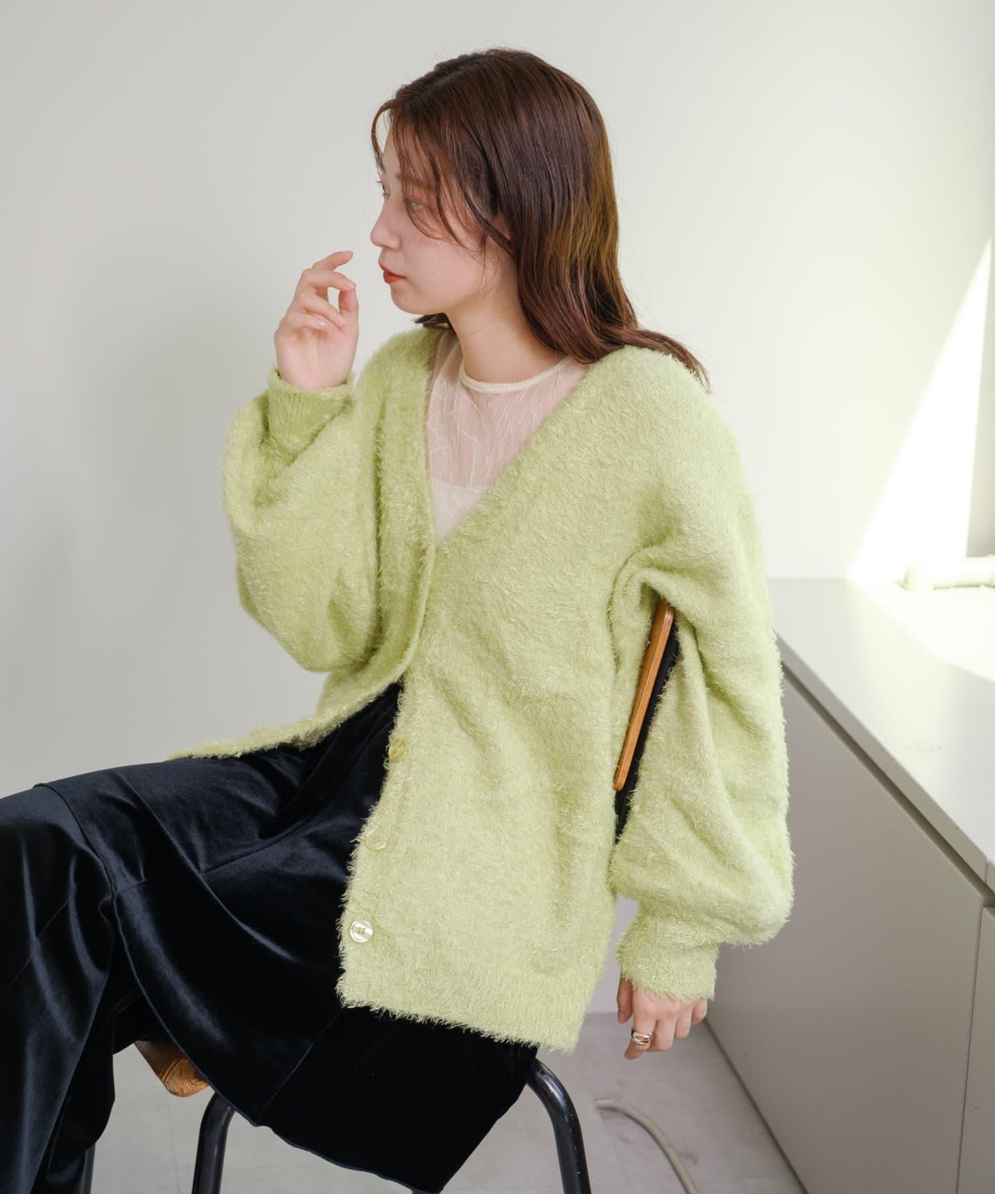 【S.L尺碼展開/4色展開/】閃光絨開衫