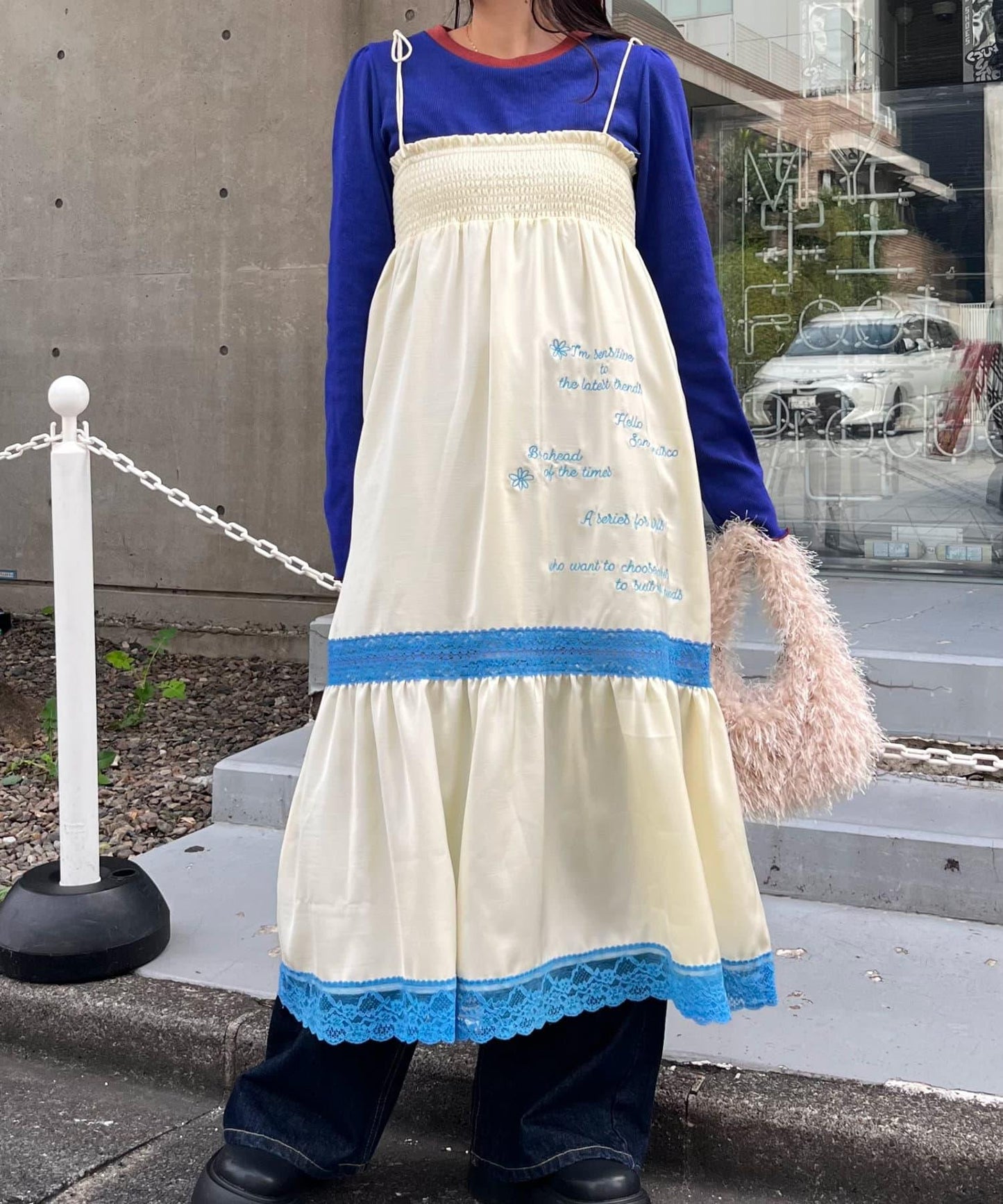 【HELLO.SANFRANCISCO】2WAY緞面刺繡蕾絲裙