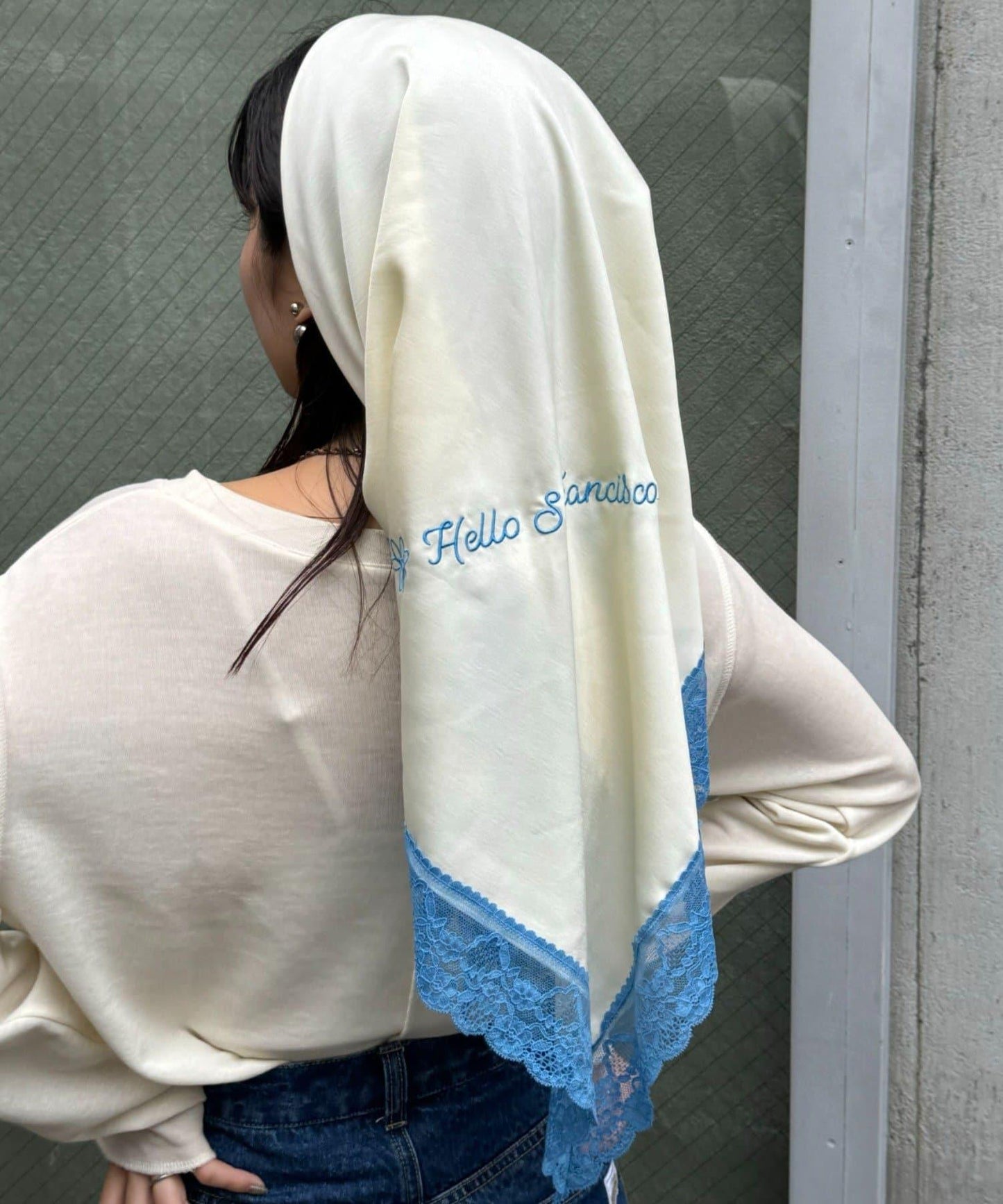 【HELLO.SANFRANCISCO】刺繡蕾絲圍巾