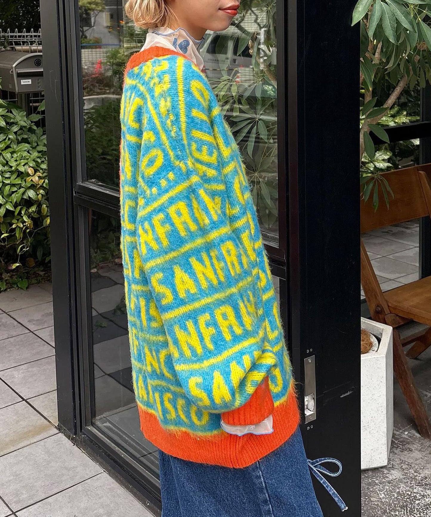 【HELLO.SANFRANCISCO/你好,舊金山】圖案拼接起毛針織衫