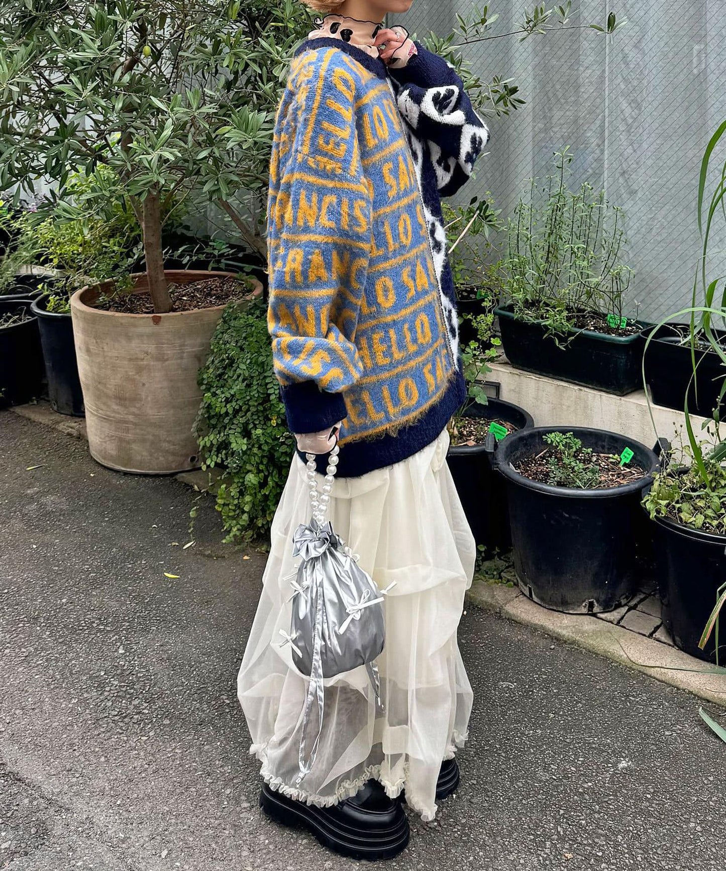 【HELLO.SANFRANCISCO/你好,舊金山】圖案拼接起毛針織衫