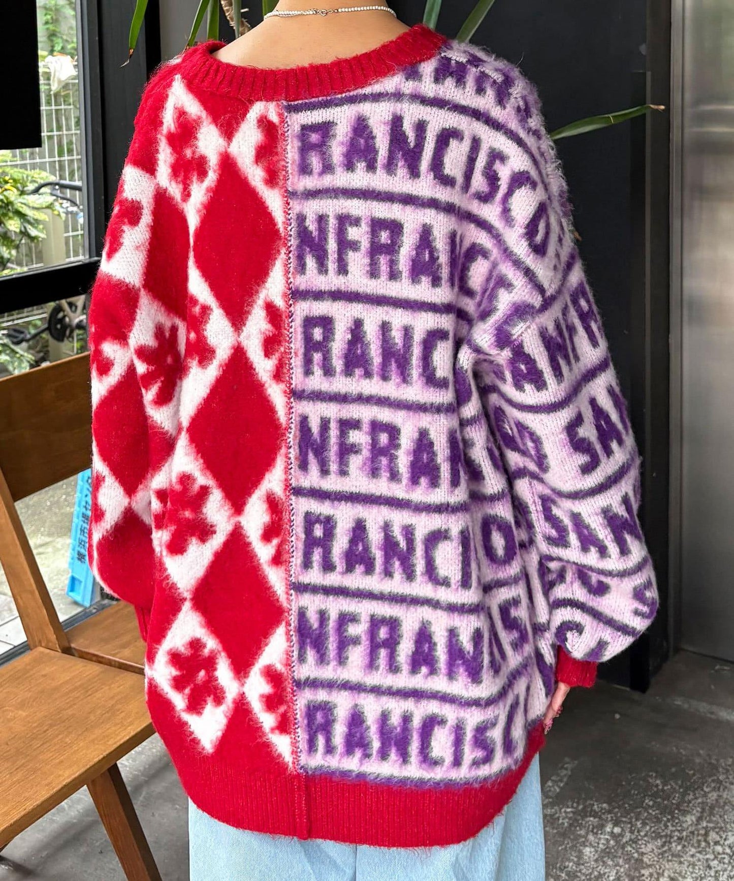 【HELLO.SANFRANCISCO/你好,舊金山】圖案拼接起毛針織衫