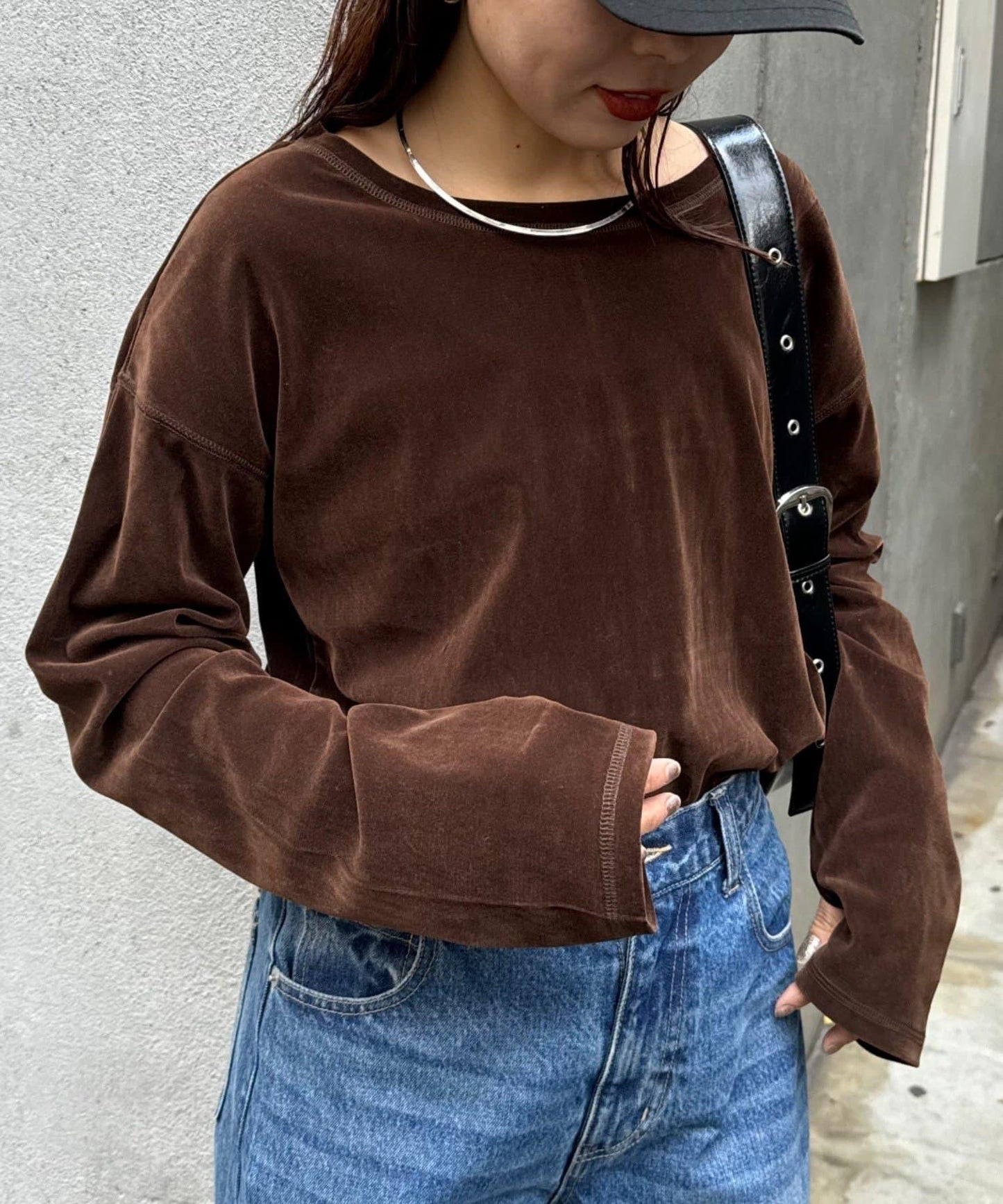 側開叉透視絨面透視上衣