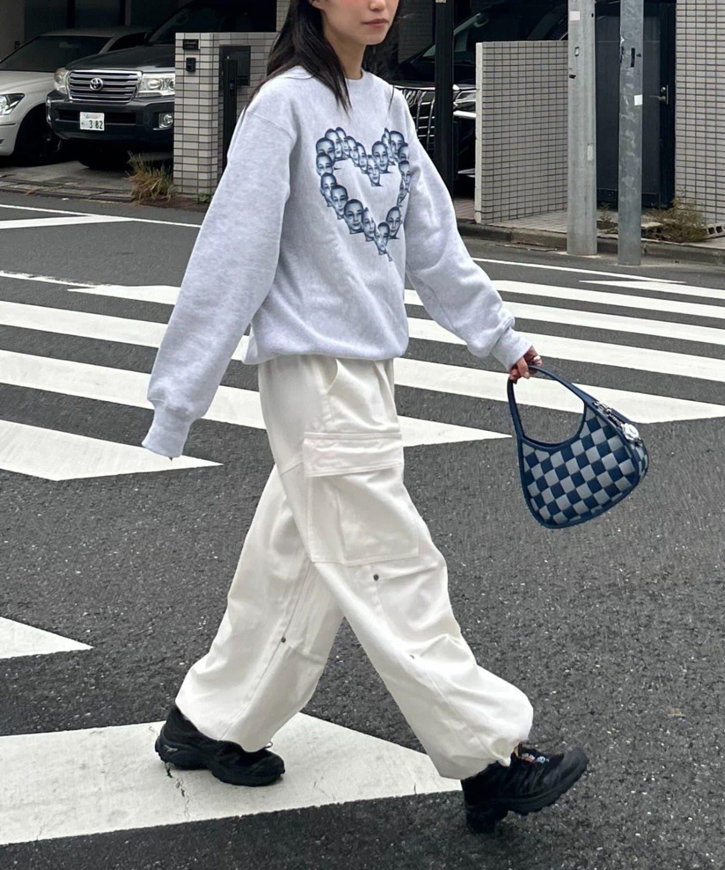 褶皺寬鬆多口袋工裝褲