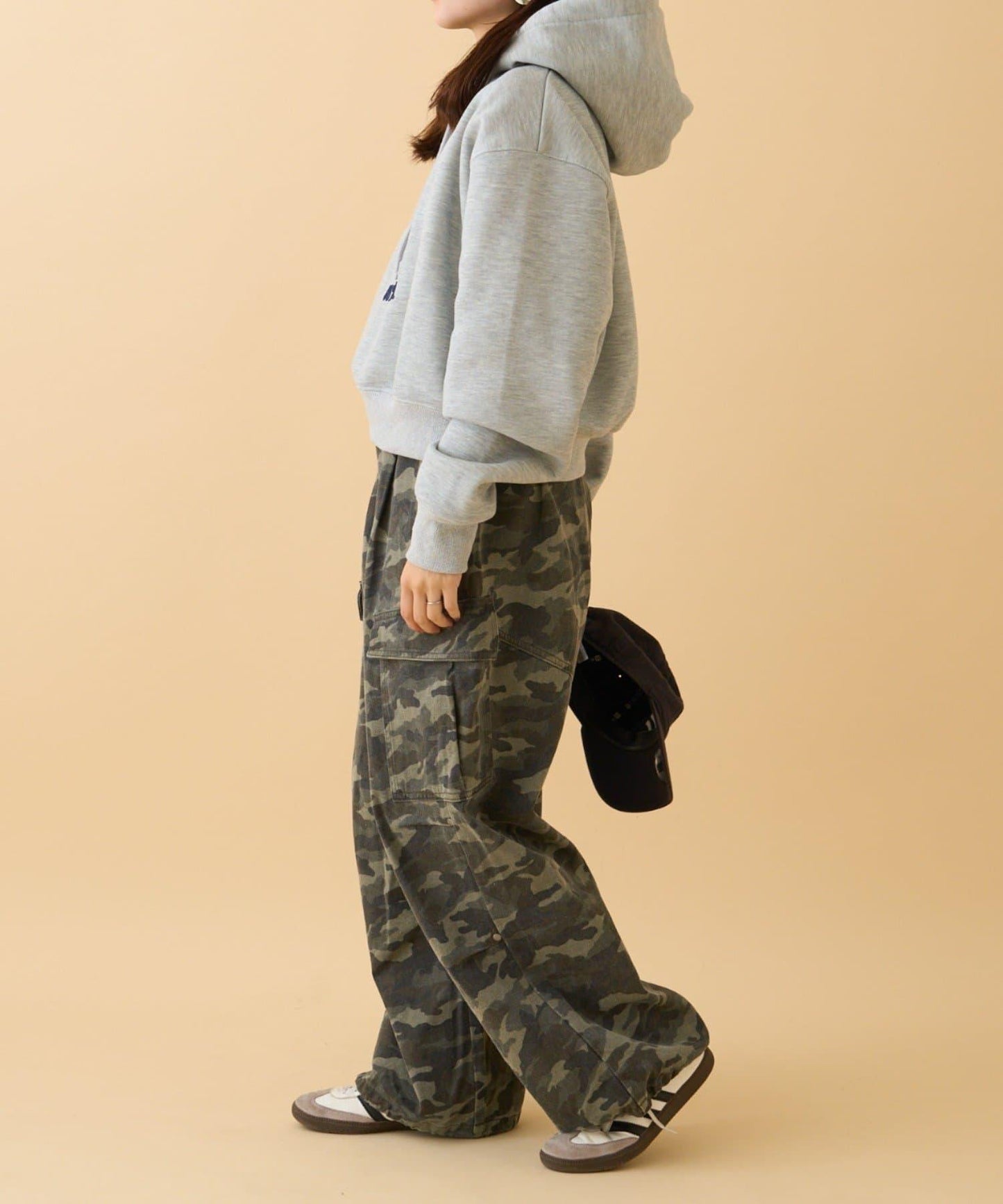 褶皺寬鬆多口袋工裝褲