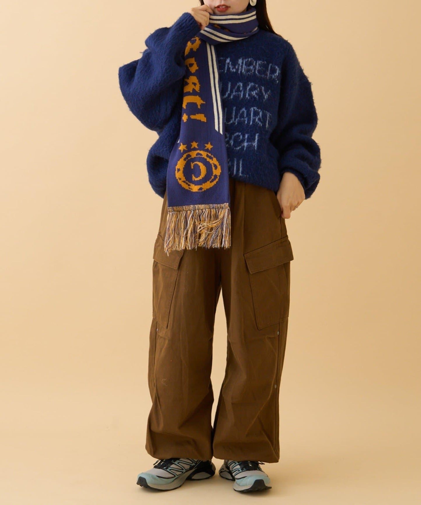 褶皺寬鬆多口袋工裝褲