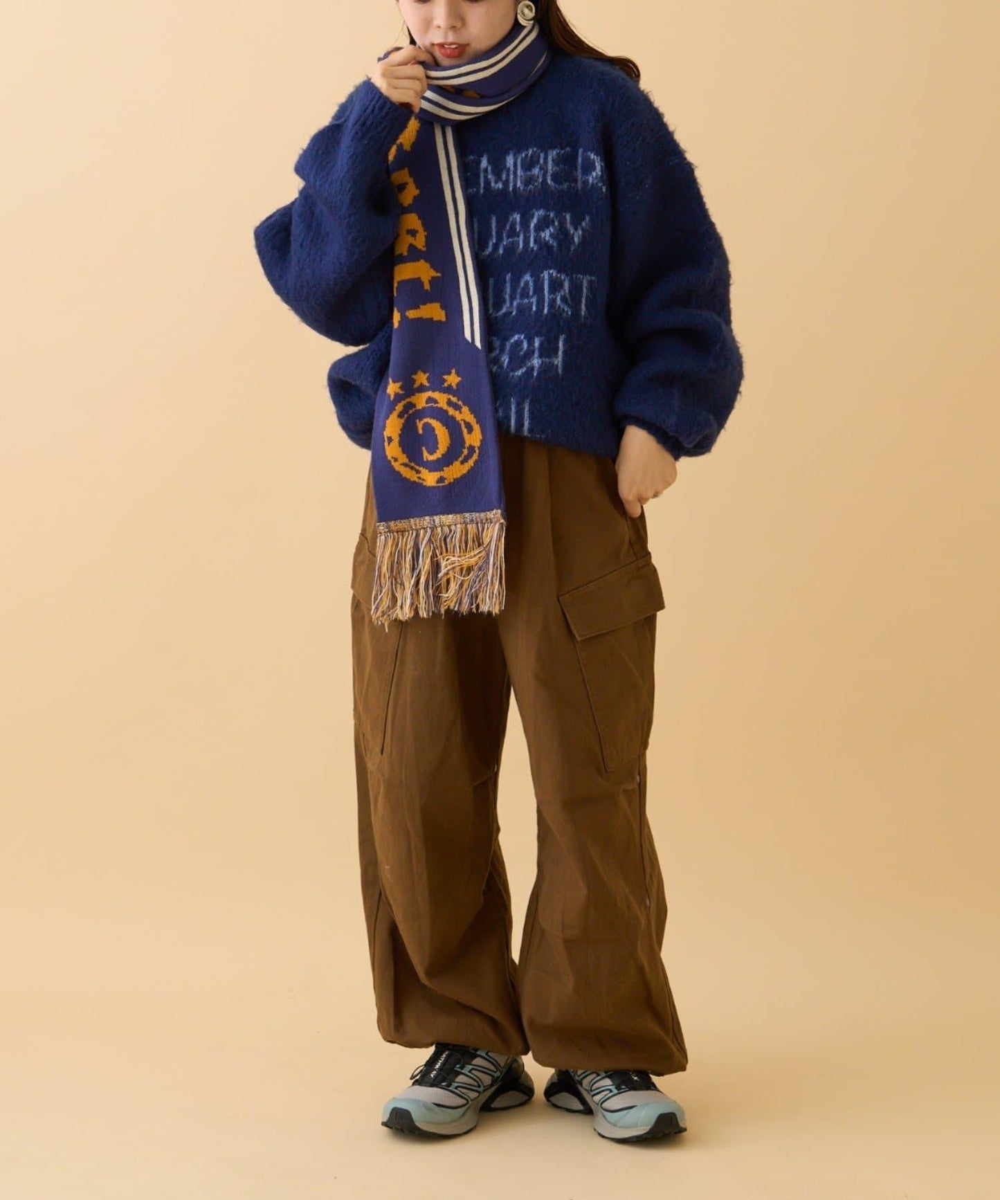 褶皺寬鬆多口袋工裝褲