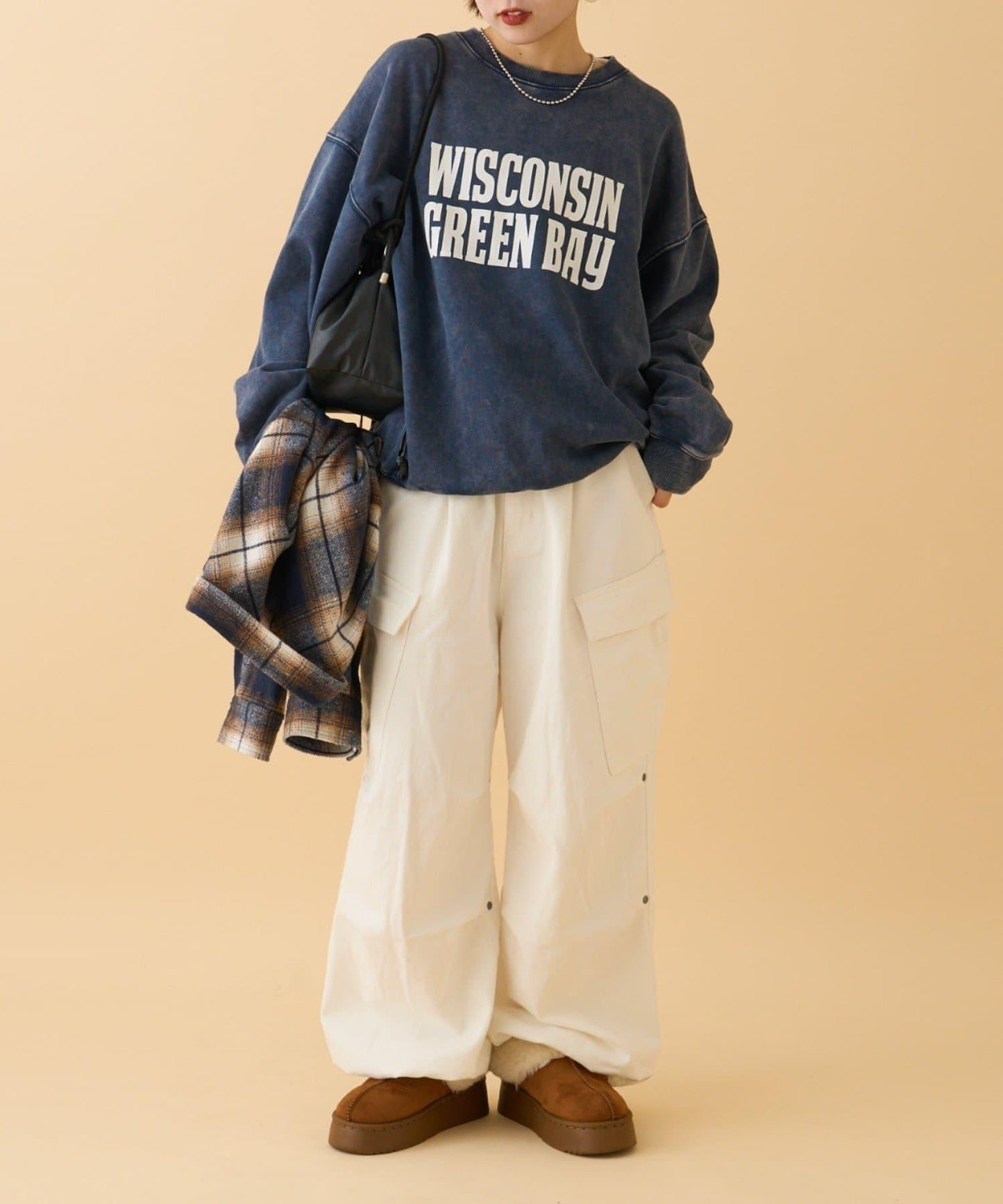 褶皺寬鬆多口袋工裝褲