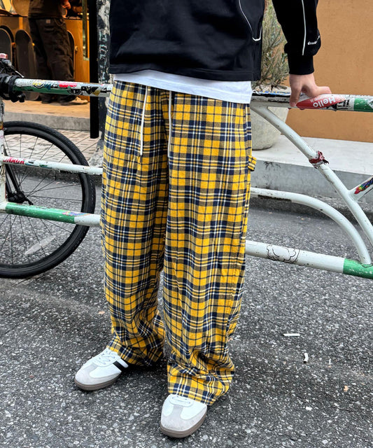 寬鬆格紋休閒褲