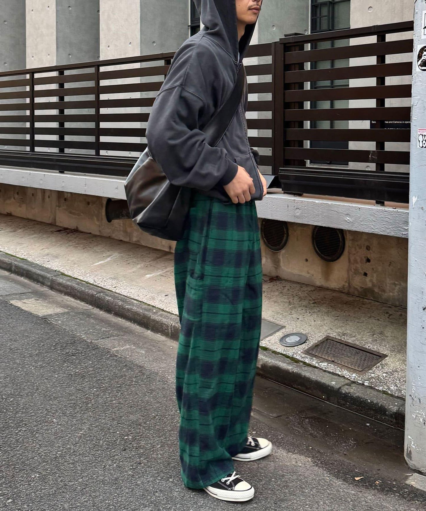 寬鬆格紋休閒褲