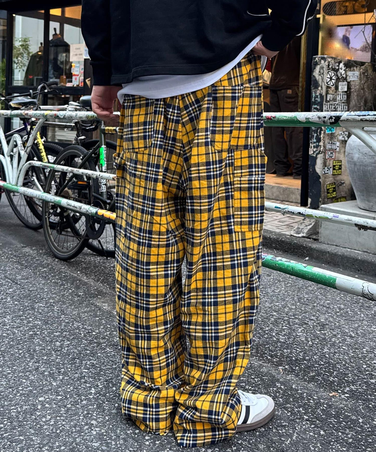 寬鬆格紋休閒褲