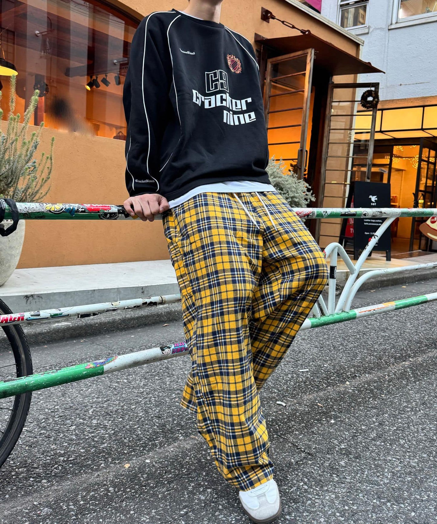 寬鬆格紋休閒褲
