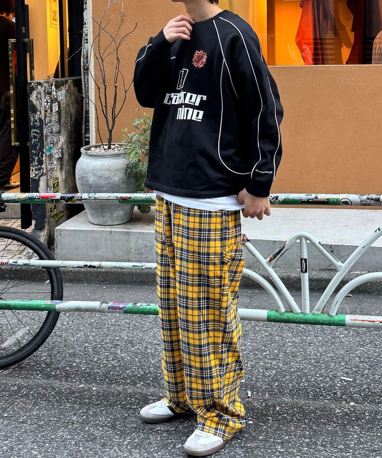 寬鬆格紋休閒褲