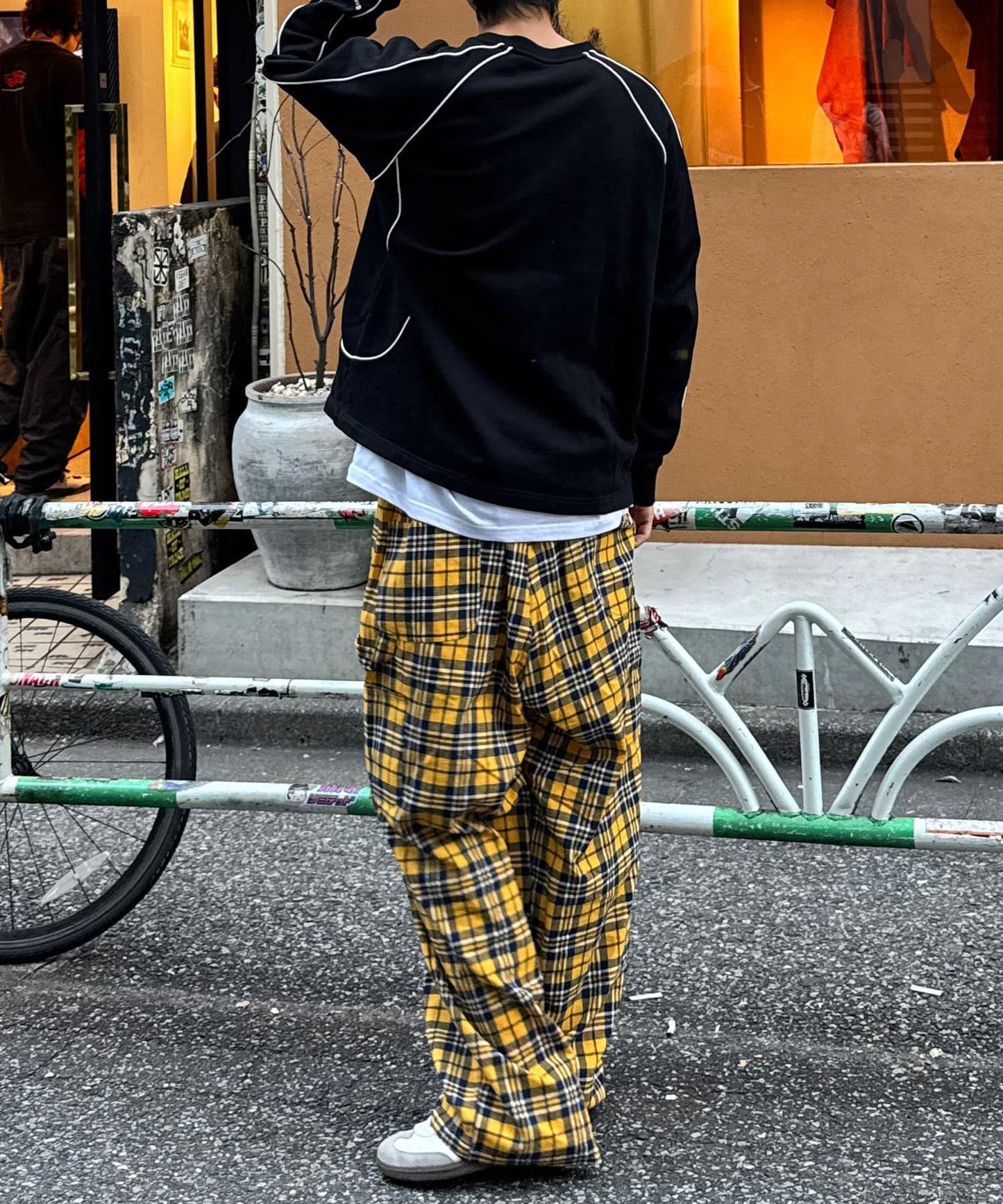 寬鬆格紋休閒褲