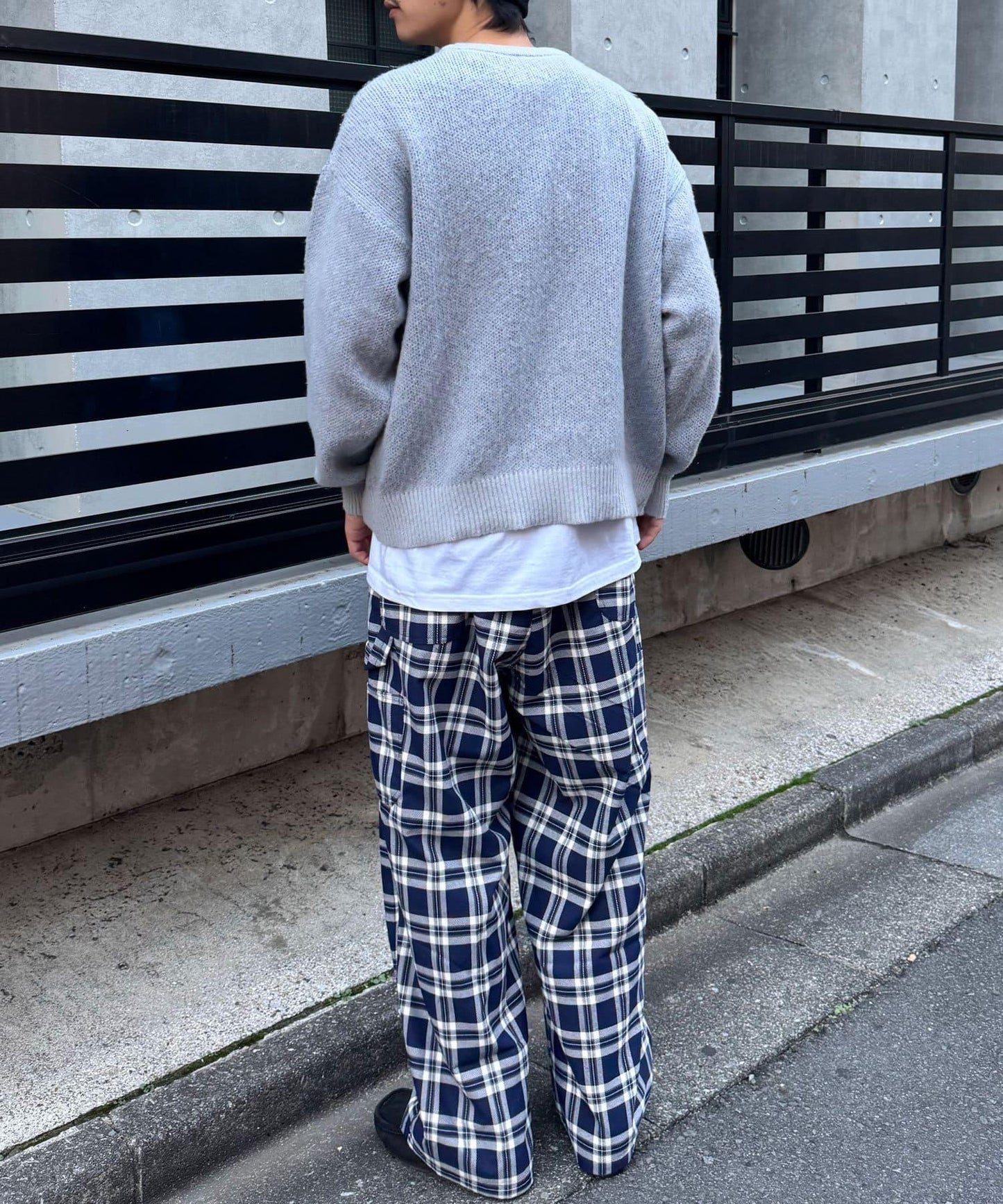 寬鬆格紋休閒褲