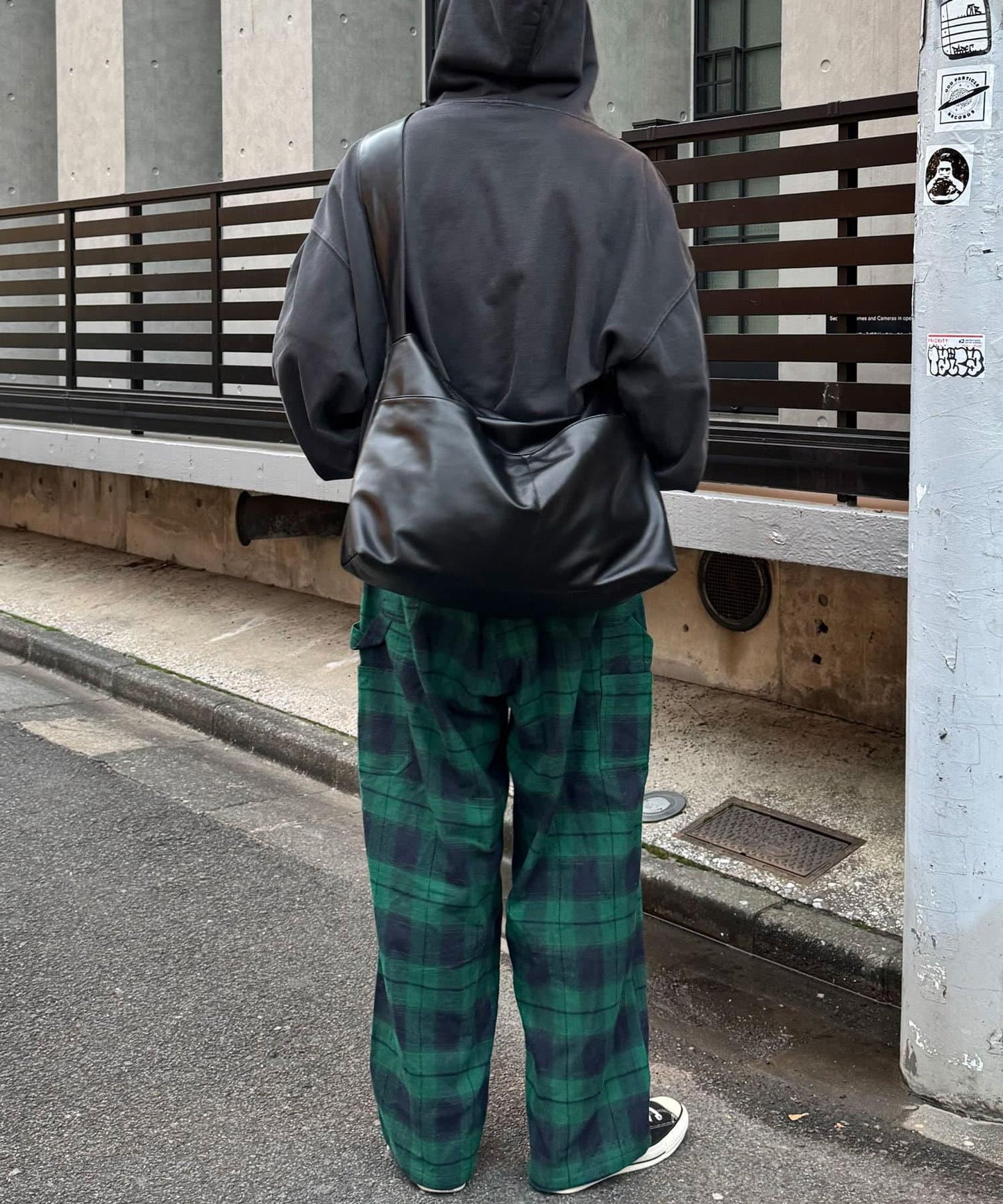寬鬆格紋休閒褲