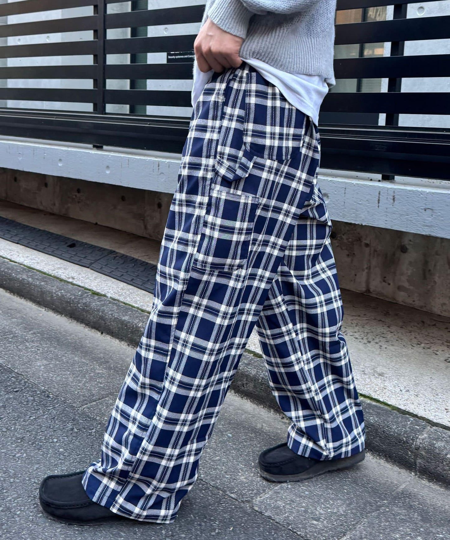 寬鬆格紋休閒褲