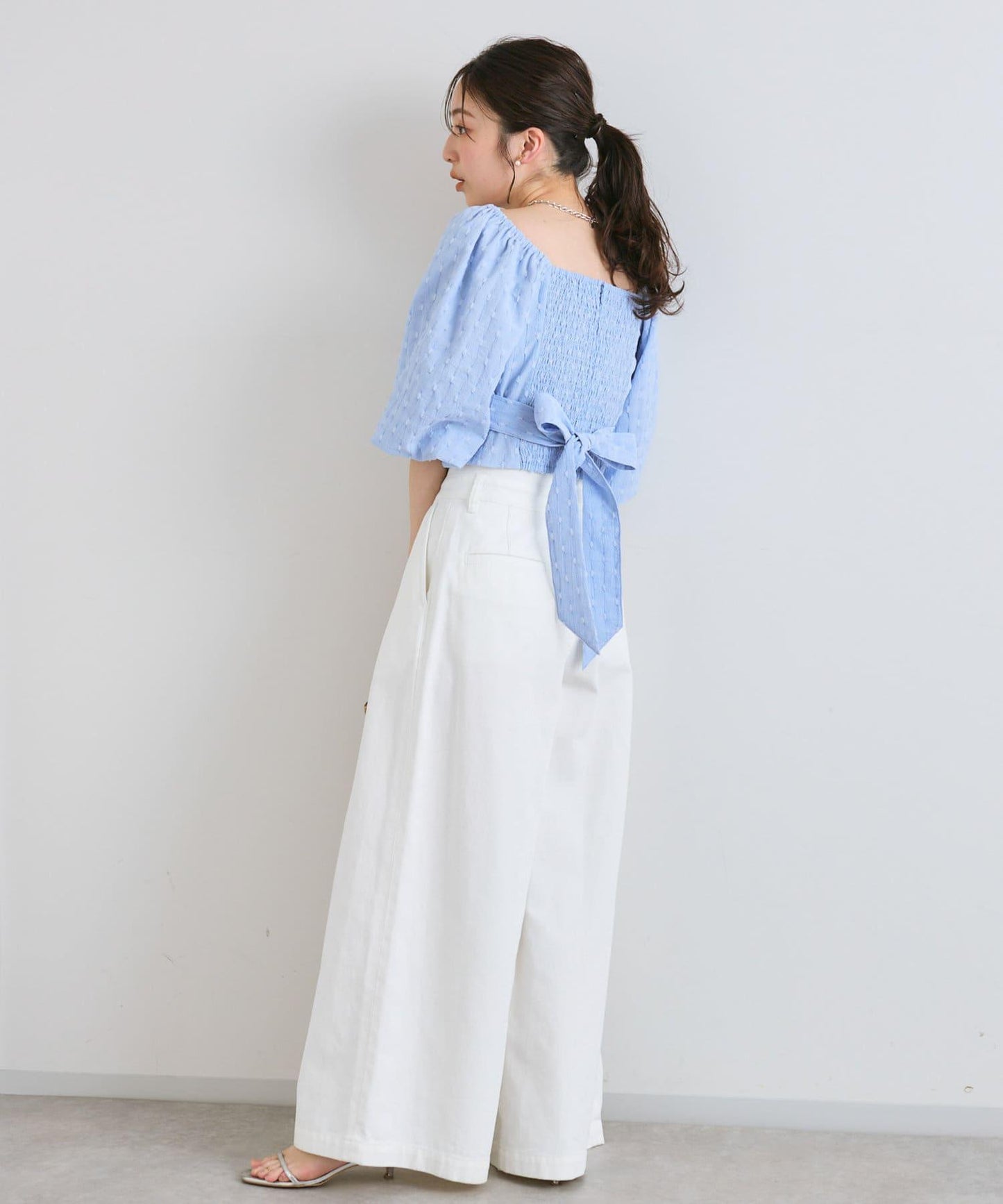 【miki監修有尺碼・可套裝】泡泡袖提花襯衫