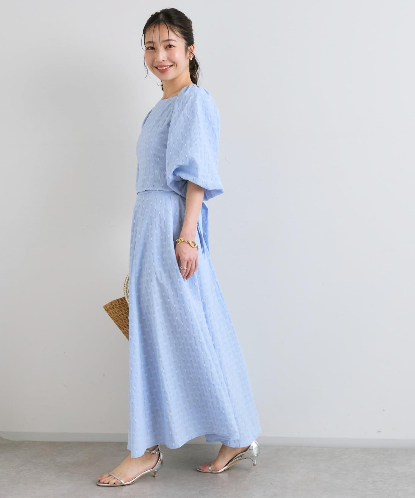 【miki監修有尺碼・可套裝】泡泡袖提花襯衫