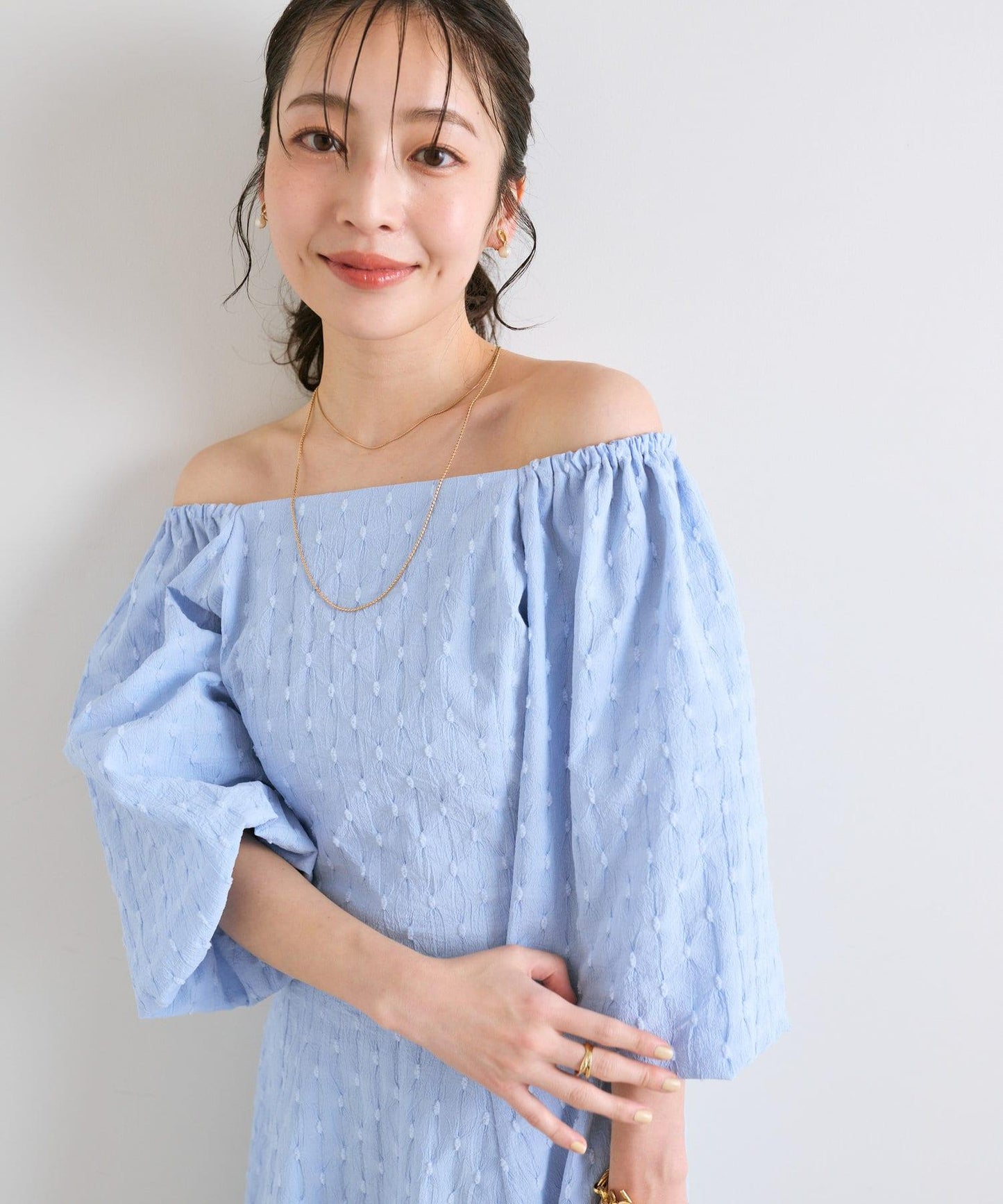 【miki監修有尺碼・可套裝】泡泡袖提花襯衫