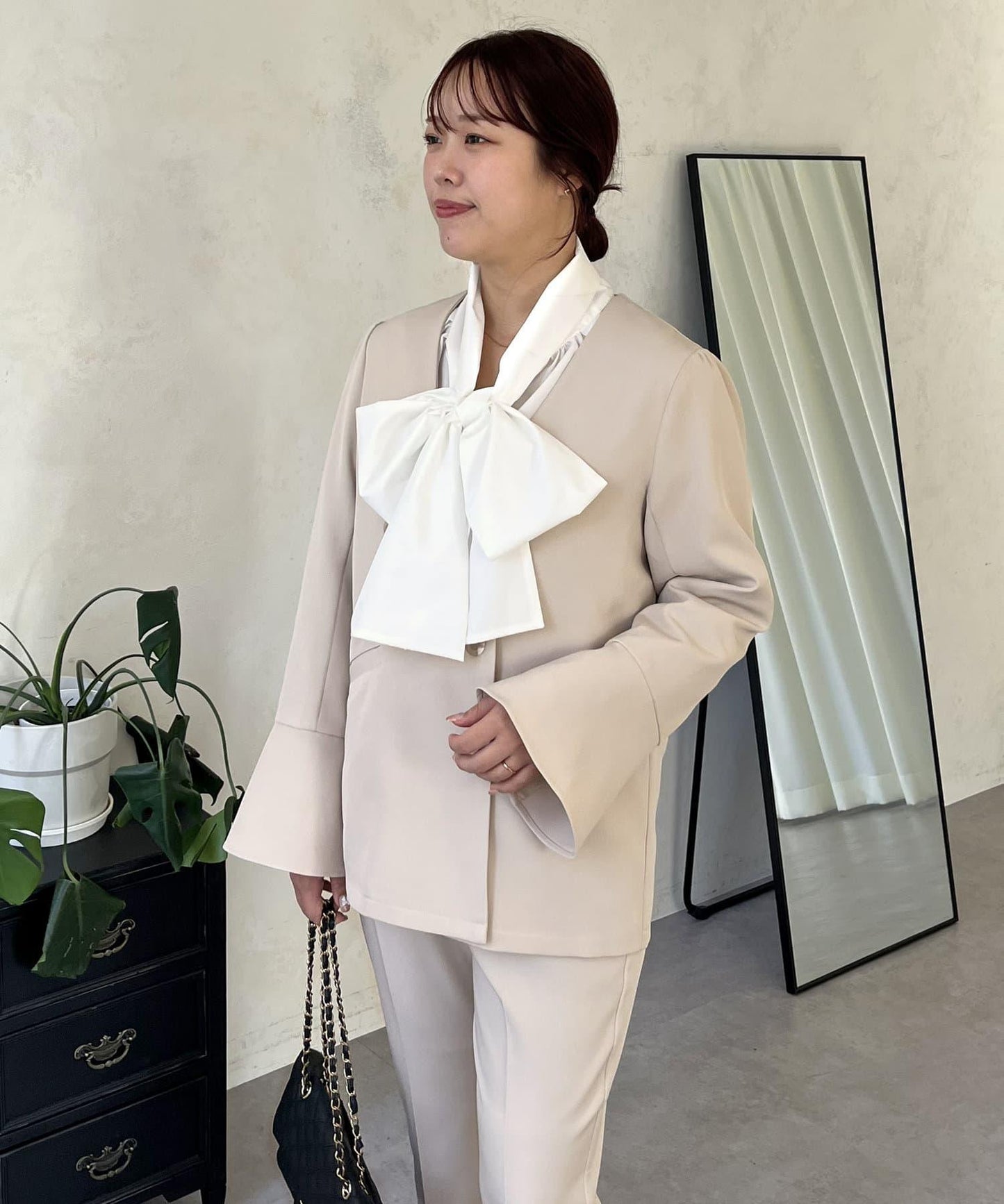 【媽媽監修!禮服單品】雙排扣喇叭袖V領夾克