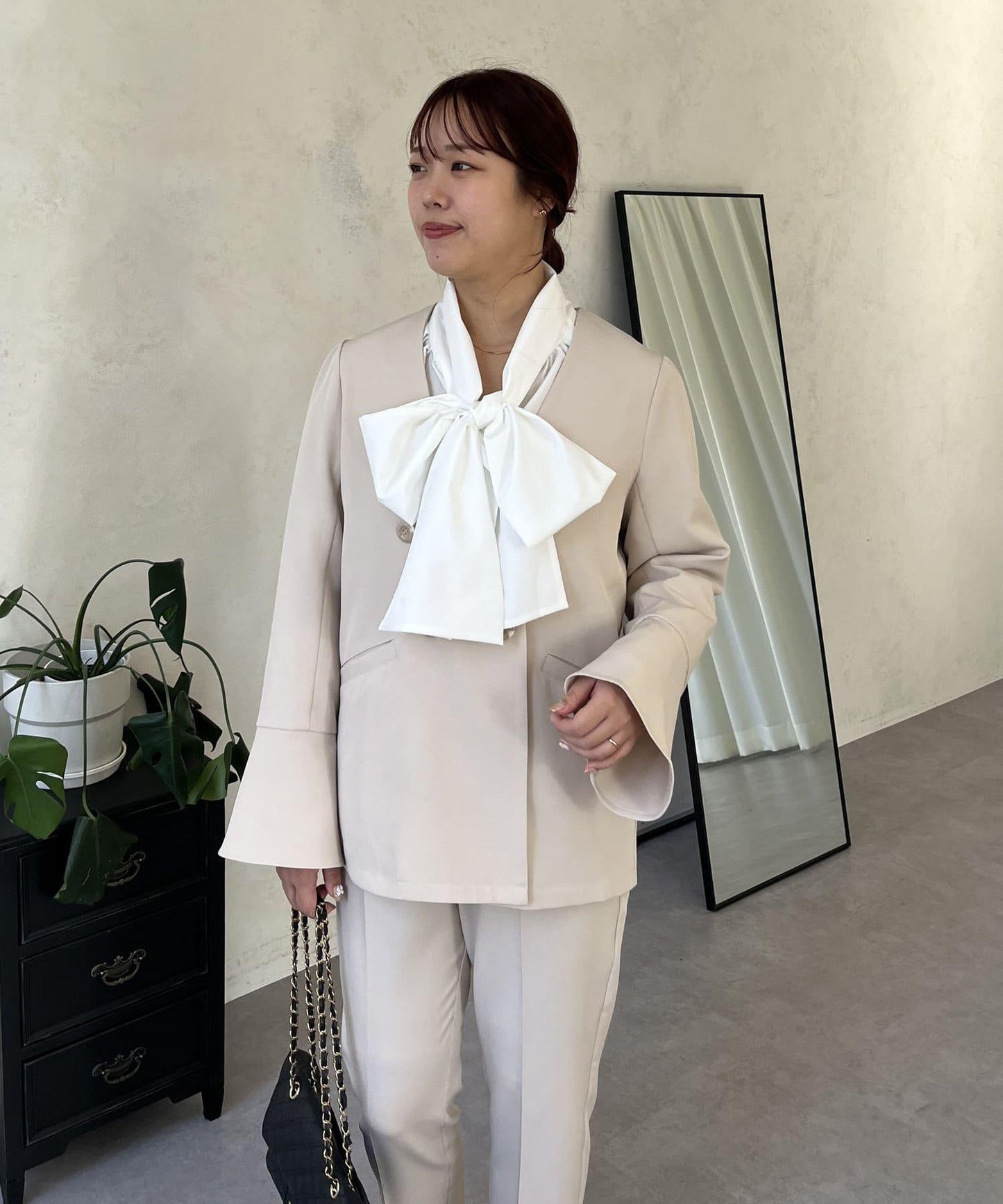 【媽媽監修!禮服單品】雙排扣喇叭袖V領夾克