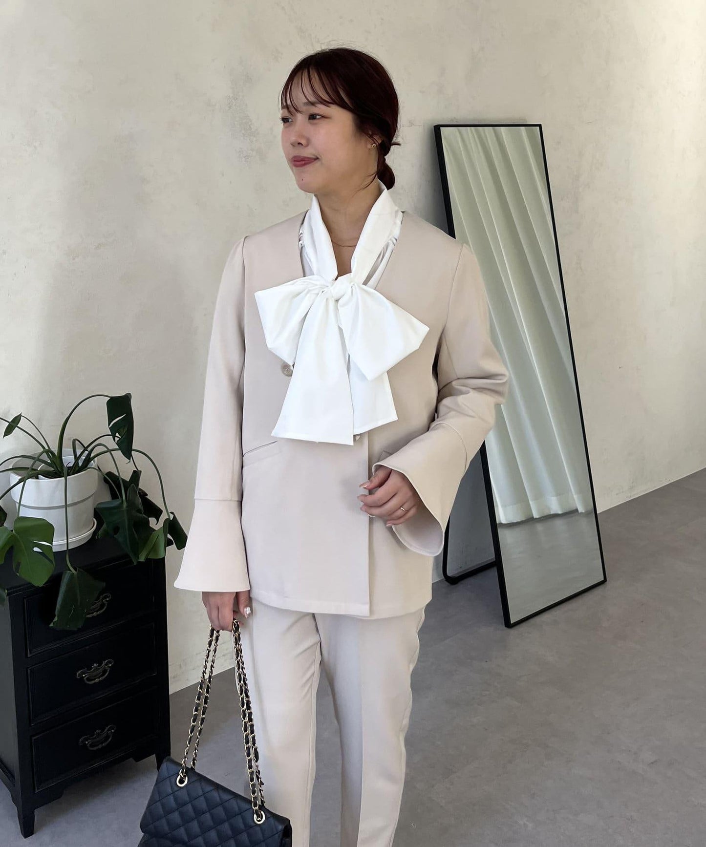 【媽媽監修!禮服單品】雙排扣喇叭袖V領夾克