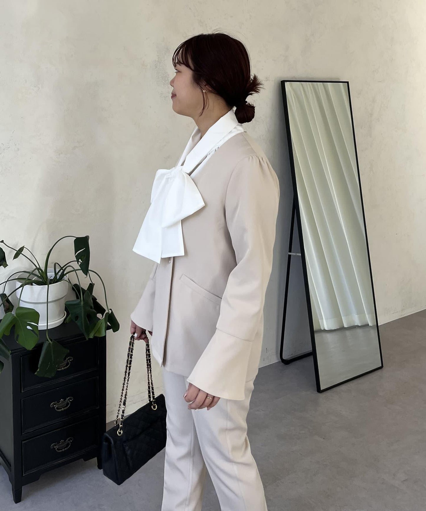 【媽媽監修!禮服單品】雙排扣喇叭袖V領夾克