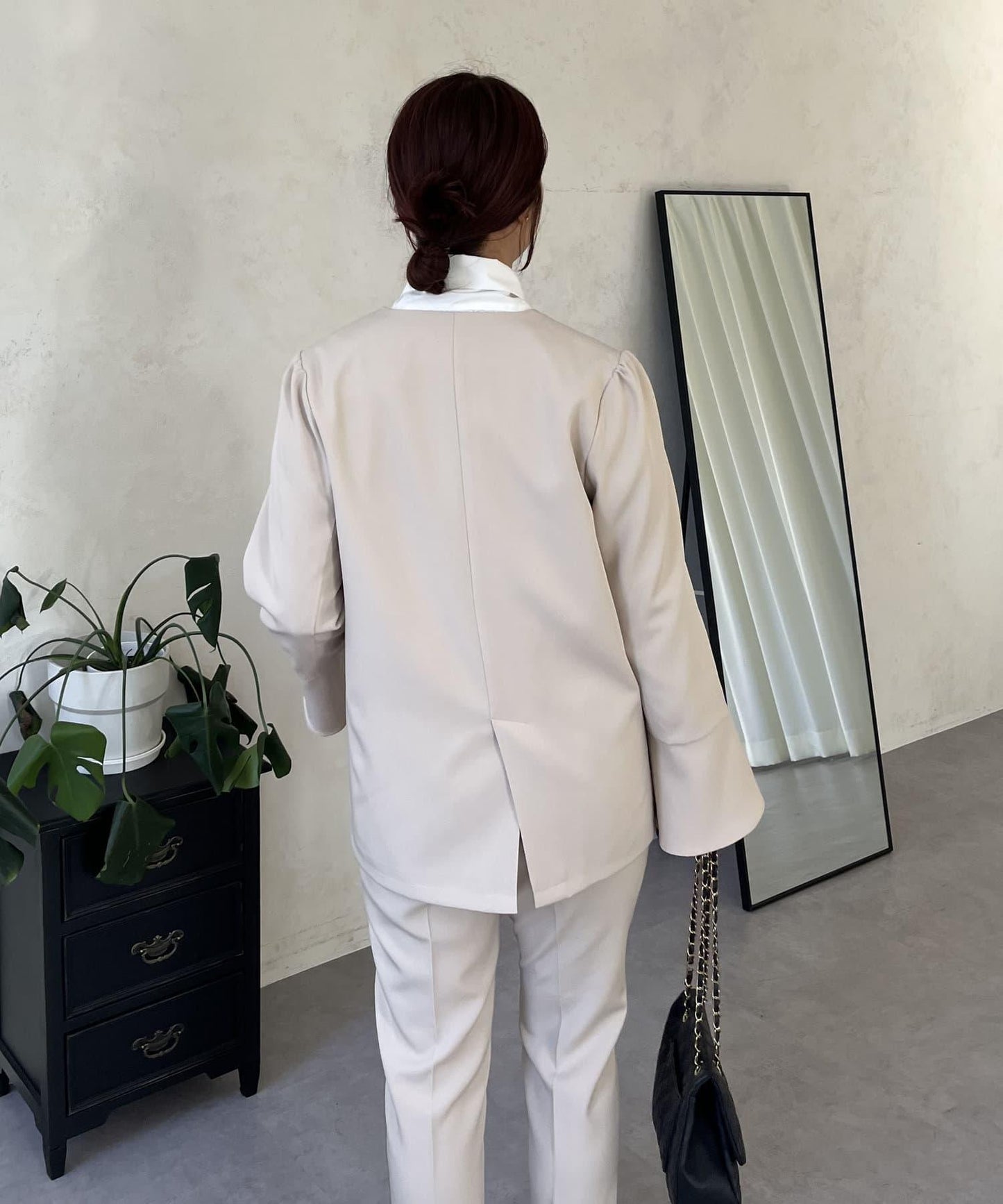 【媽媽監修!禮服單品】雙排扣喇叭袖V領夾克