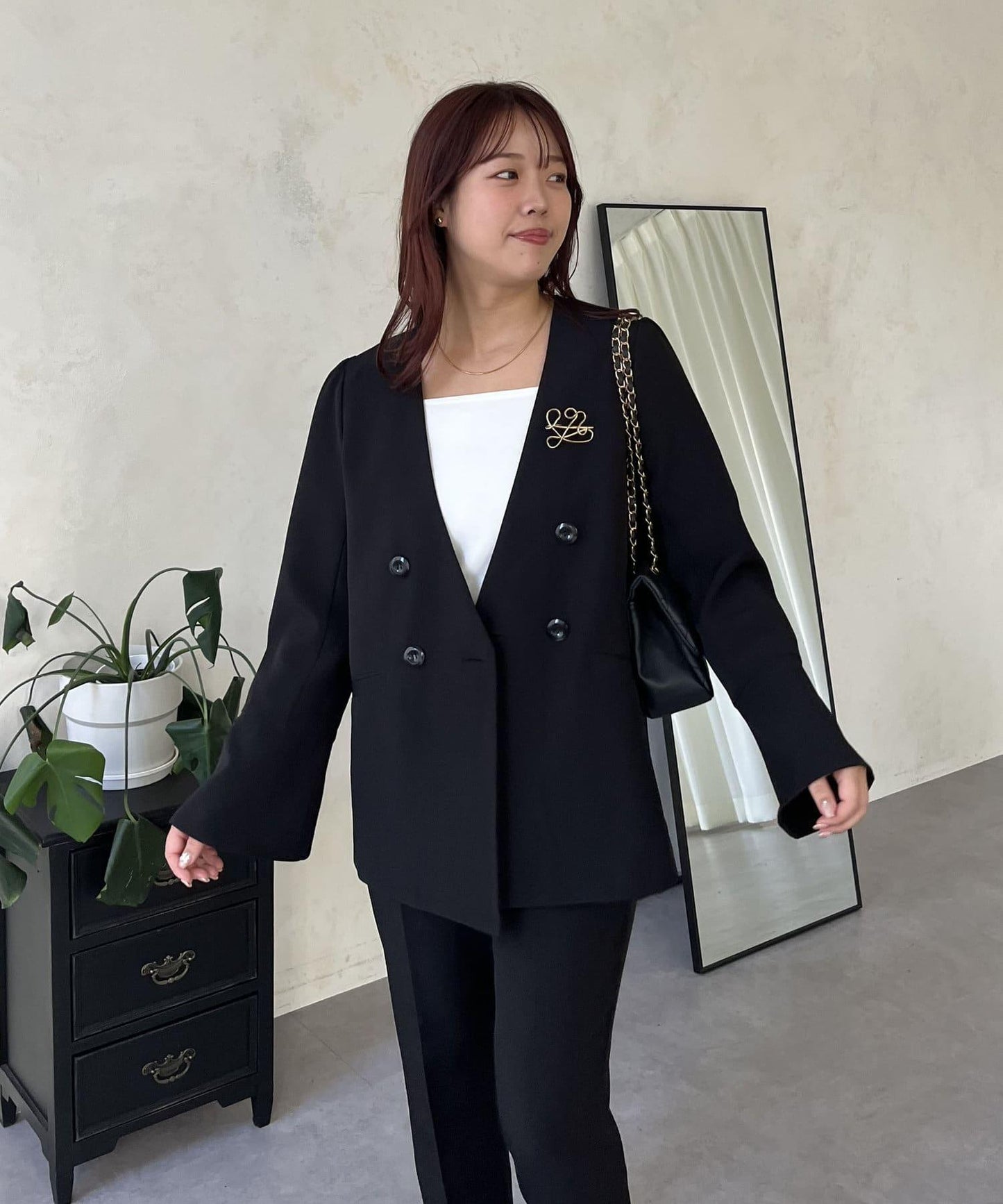 【媽媽監修!禮服單品】雙排扣喇叭袖V領夾克