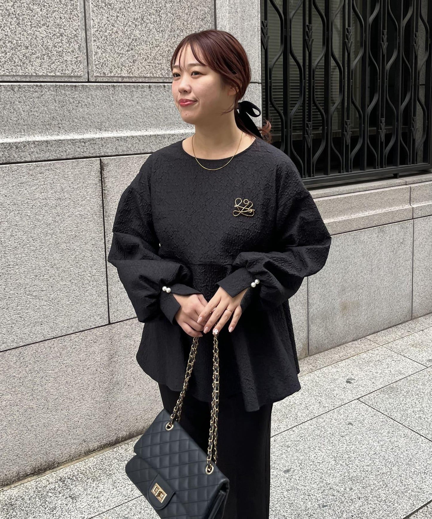 【媽媽監修!禮服單品】氣球袖提花荷葉邊上衣