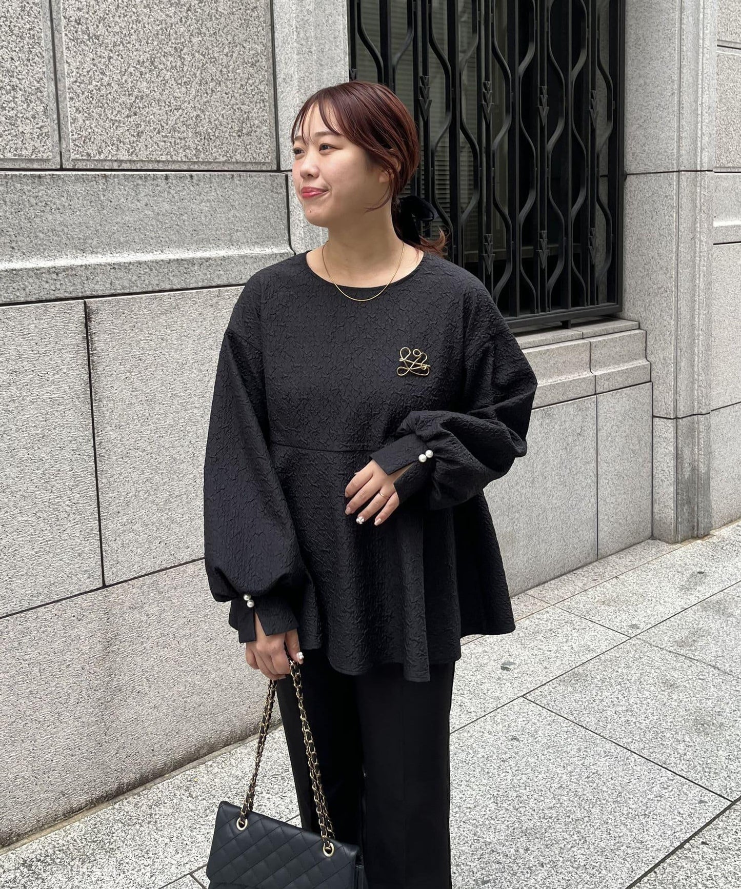 【媽媽監修!禮服單品】氣球袖提花荷葉邊上衣