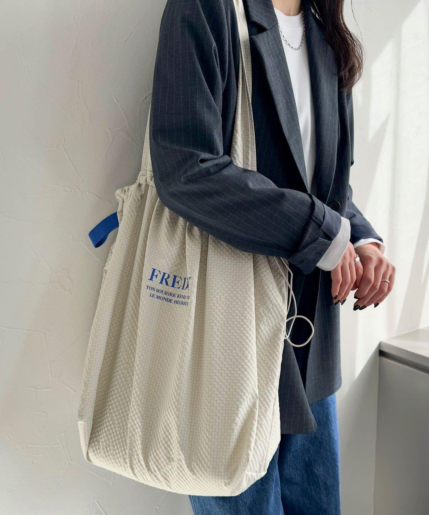 防水足球格子刺繡手提包