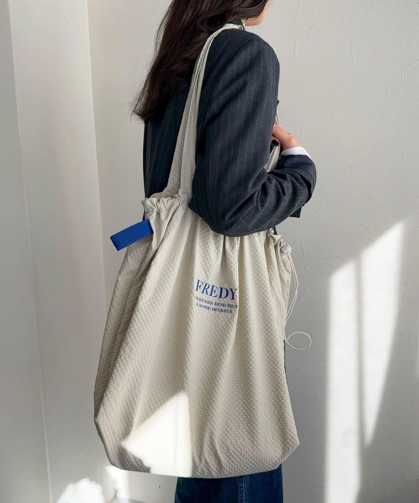 防水足球格子刺繡手提包