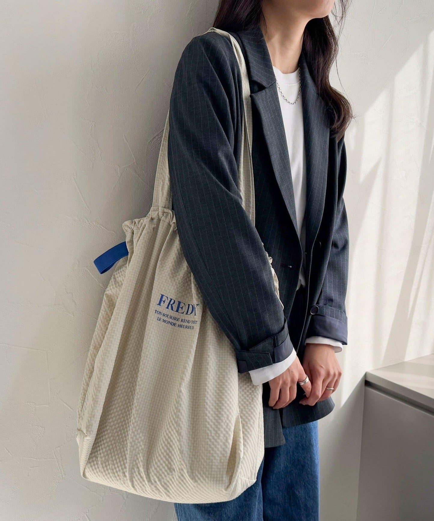 防水足球格子刺繡手提包