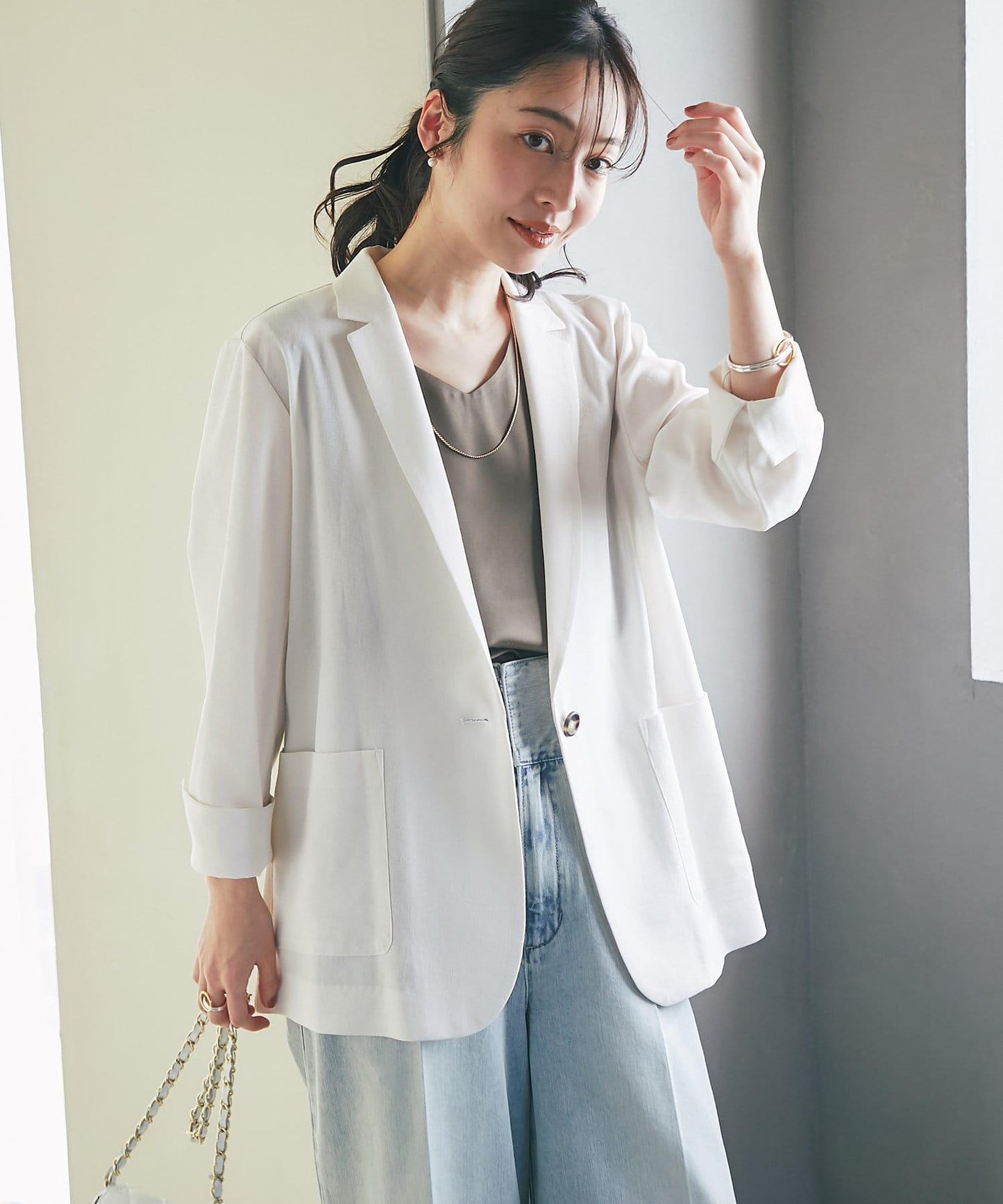 【美型剪裁】亞麻風西裝外套