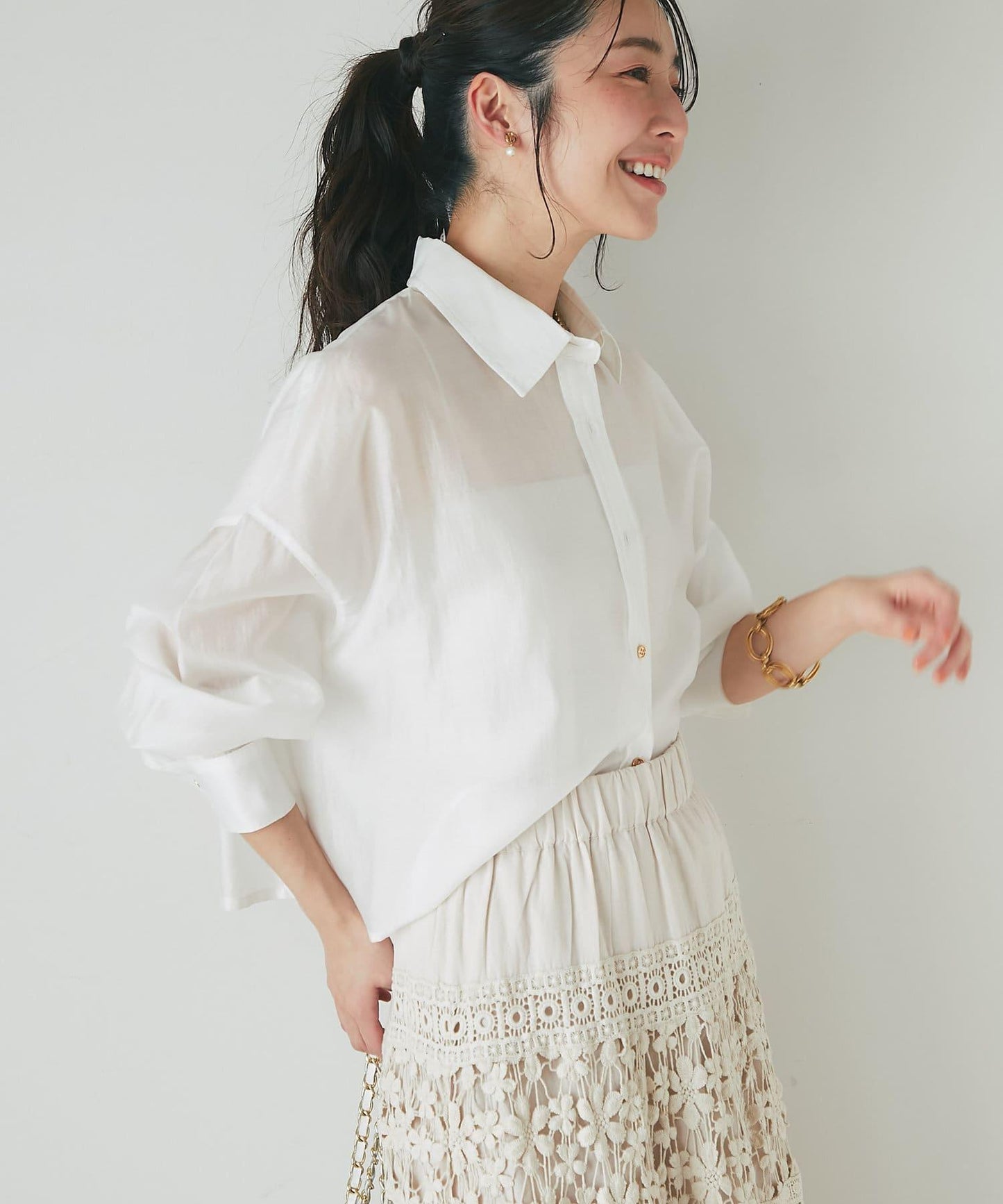 【名品・新色登場!】透視短款襯衫