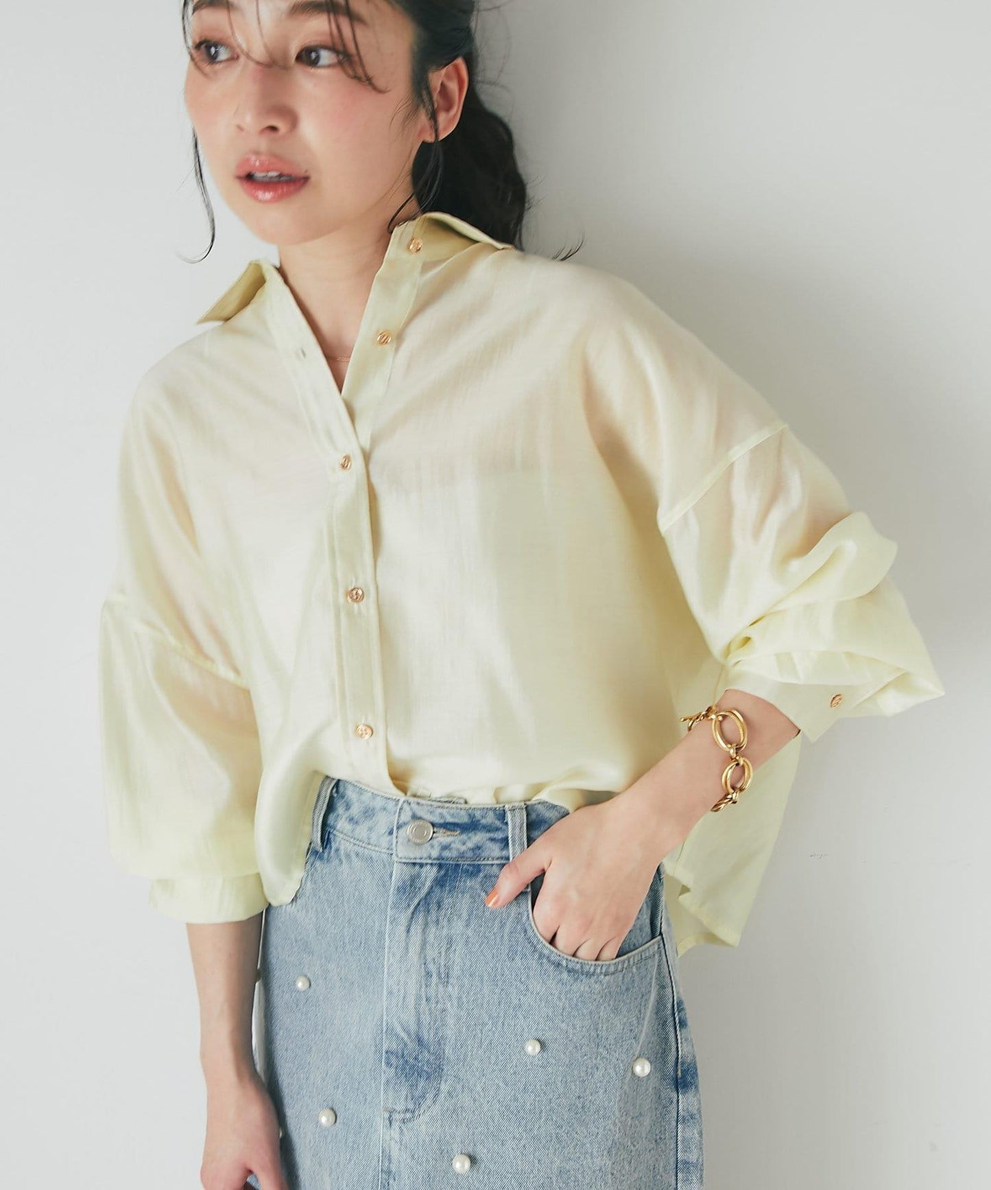 【名品・新色登場!】透視短款襯衫